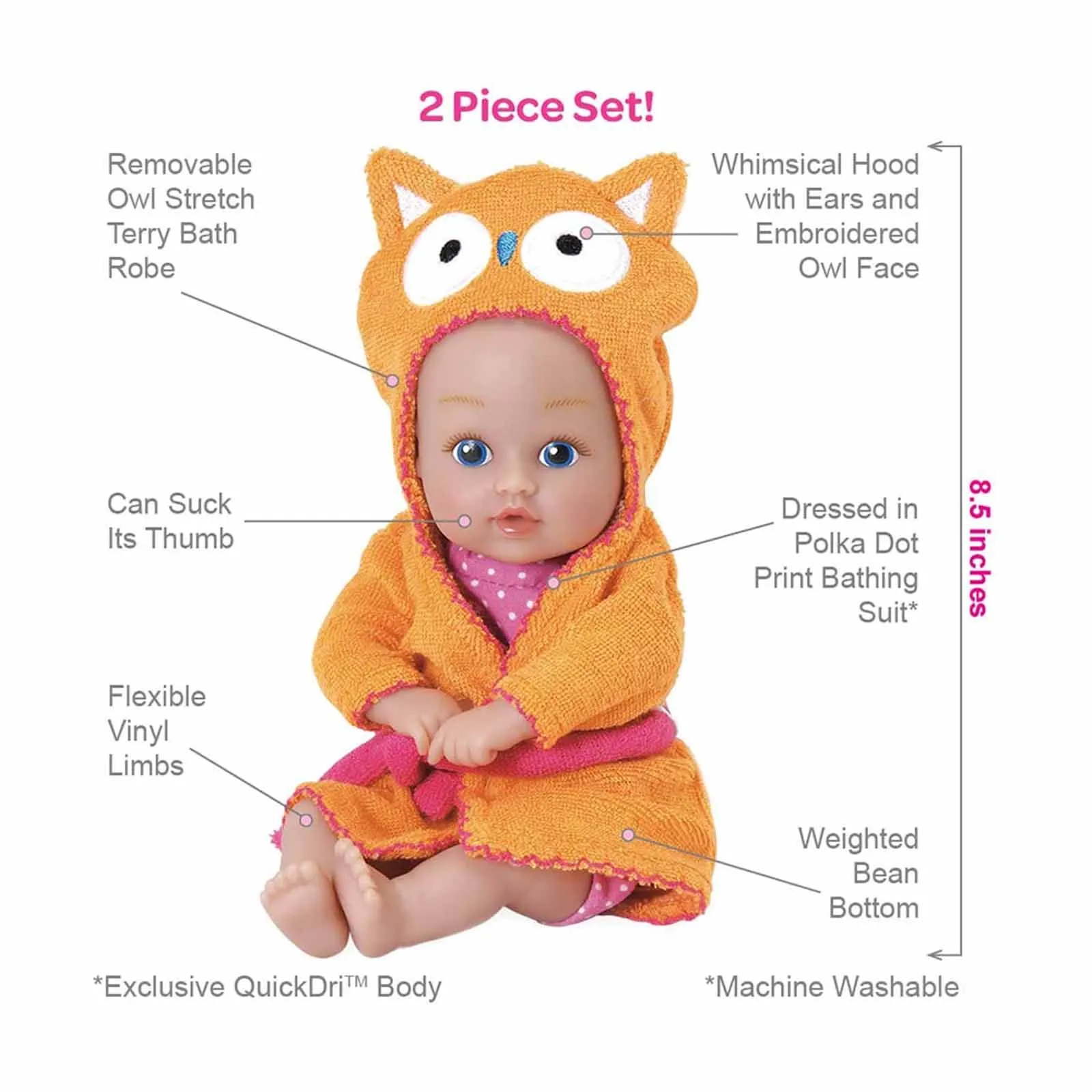 Adora Bath Time Baby Tot Owl Play Doll