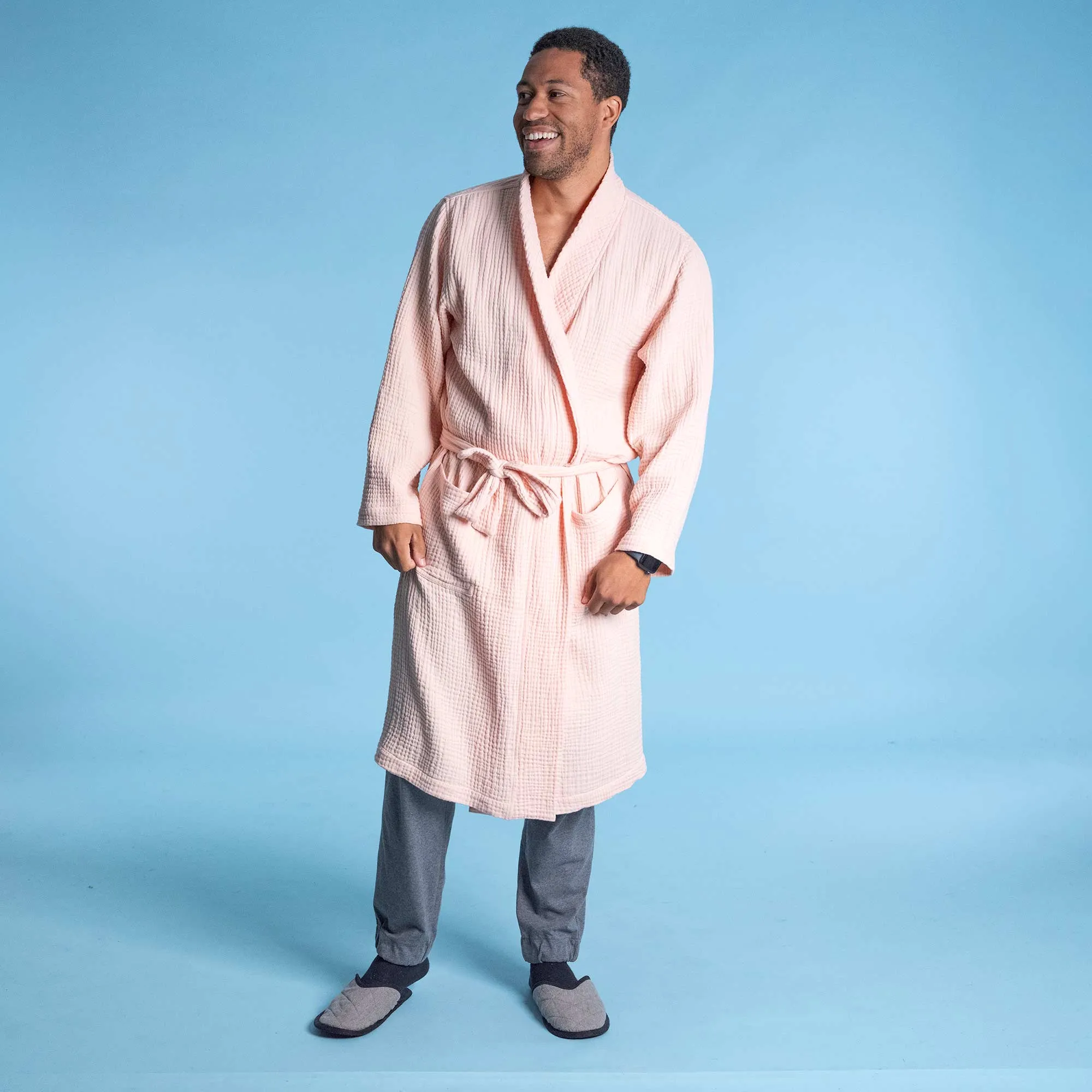 AUBERGE 100% Organic Cotton Double-Gauze Woven Bathrobe (OC Thread, Synthetics-free, 100% Biodegradable)