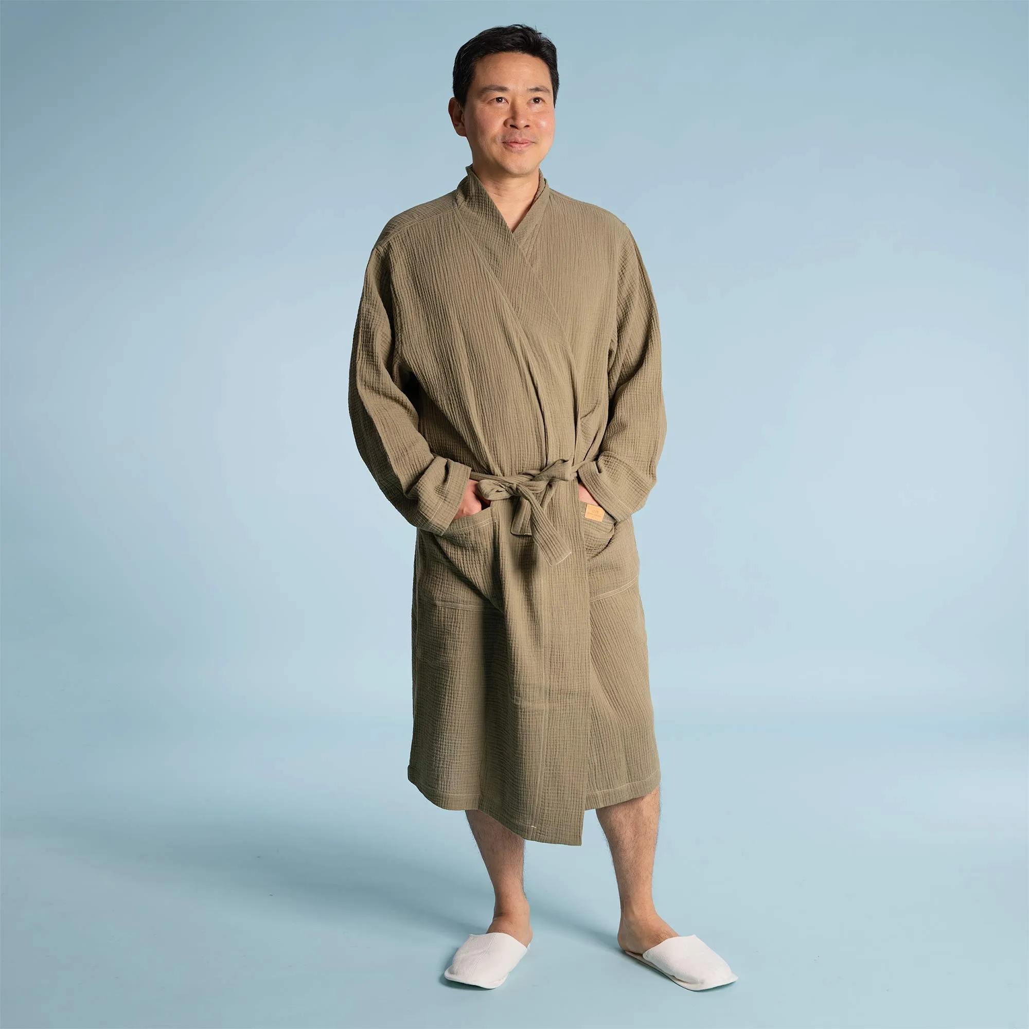 AUBERGE 100% Organic Cotton Double-Gauze Woven Bathrobe (OC Thread, Synthetics-free, 100% Biodegradable)