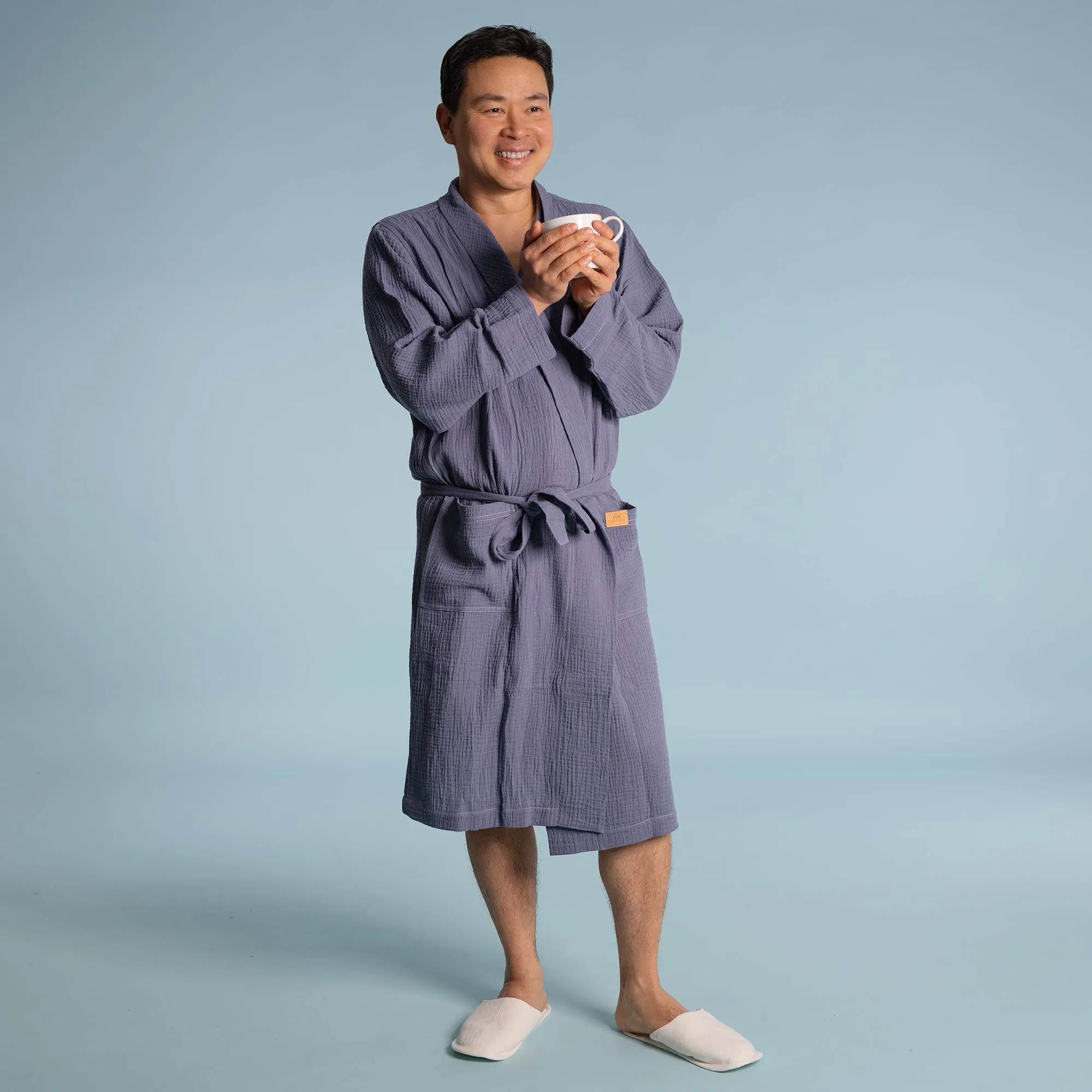 AUBERGE 100% Organic Cotton Double-Gauze Woven Bathrobe (OC Thread, Synthetics-free, 100% Biodegradable)