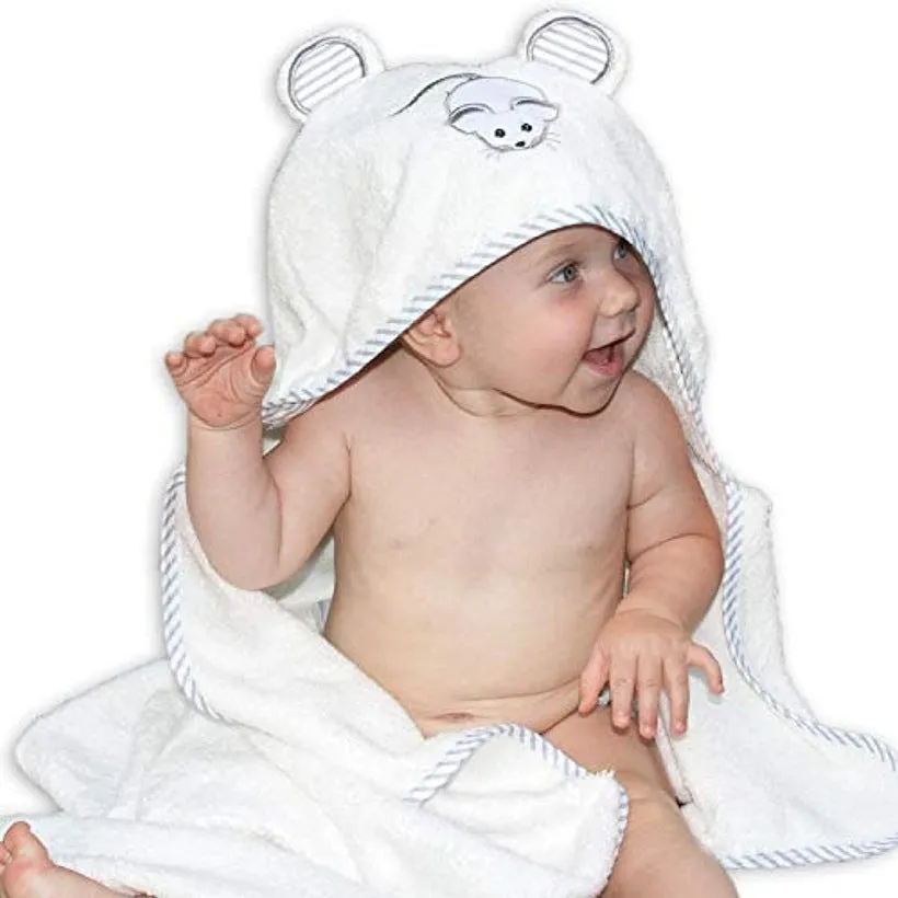 Baby Bath Towel Bear Ear Towel Plush Blanket Hooded Bathrobe