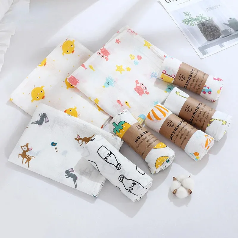 Baby Bath Towel Kids Bathrobe Child Blanket Wrap for Newborn Infant Toddler Boys Girls Gauze Cotton 110*110cm