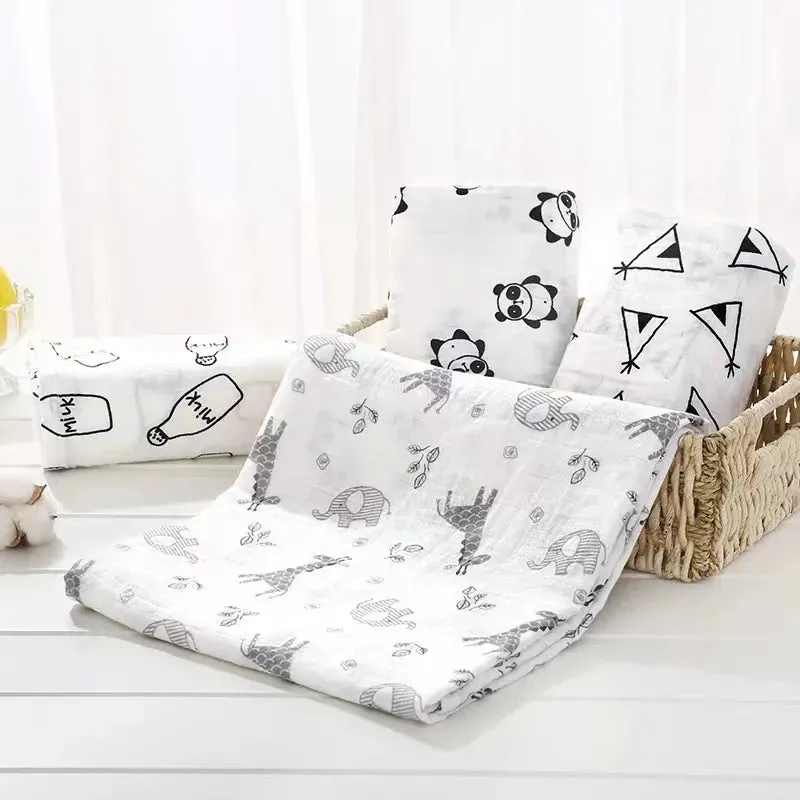 Baby Bath Towel Kids Bathrobe Child Blanket Wrap for Newborn Infant Toddler Boys Girls Gauze Cotton 110*110cm