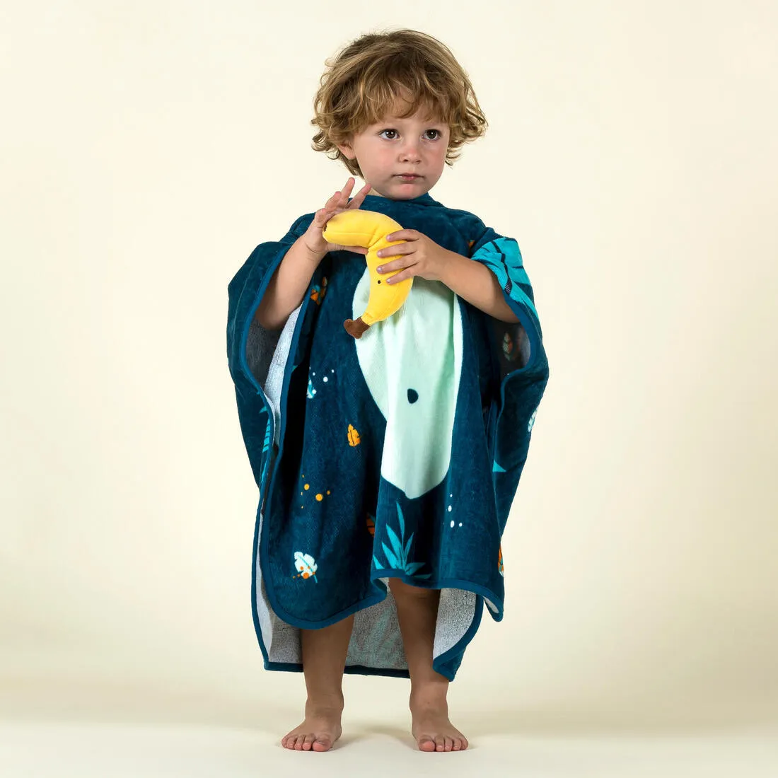 Baby Cotton Changing Poncho - Monkey Dark Blue