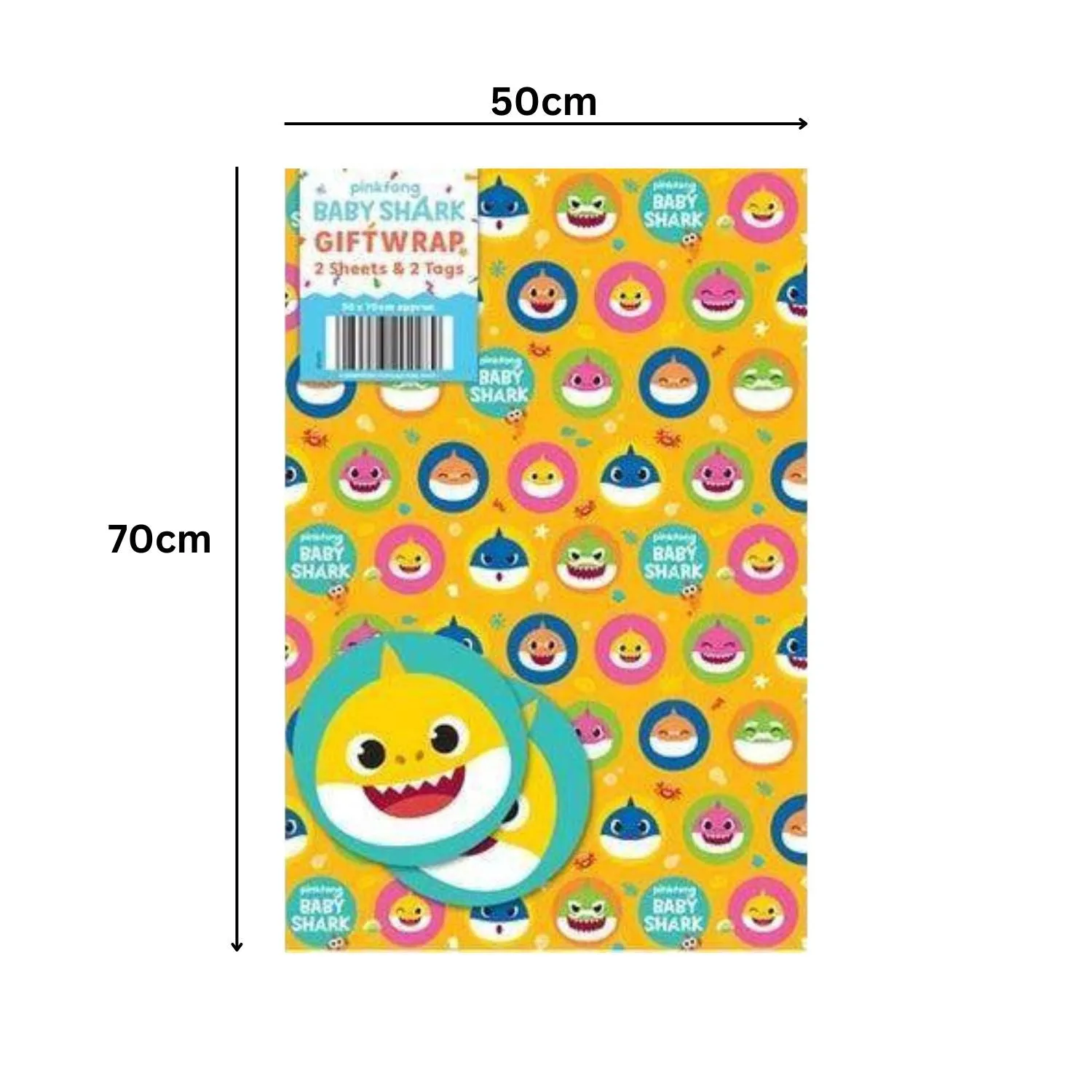 Baby Shark 2 Sheets & 2 Tags Wrapping Paper