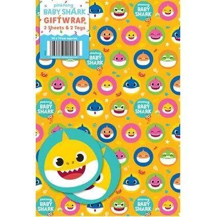 Baby Shark 2 Sheets & 2 Tags Wrapping Paper