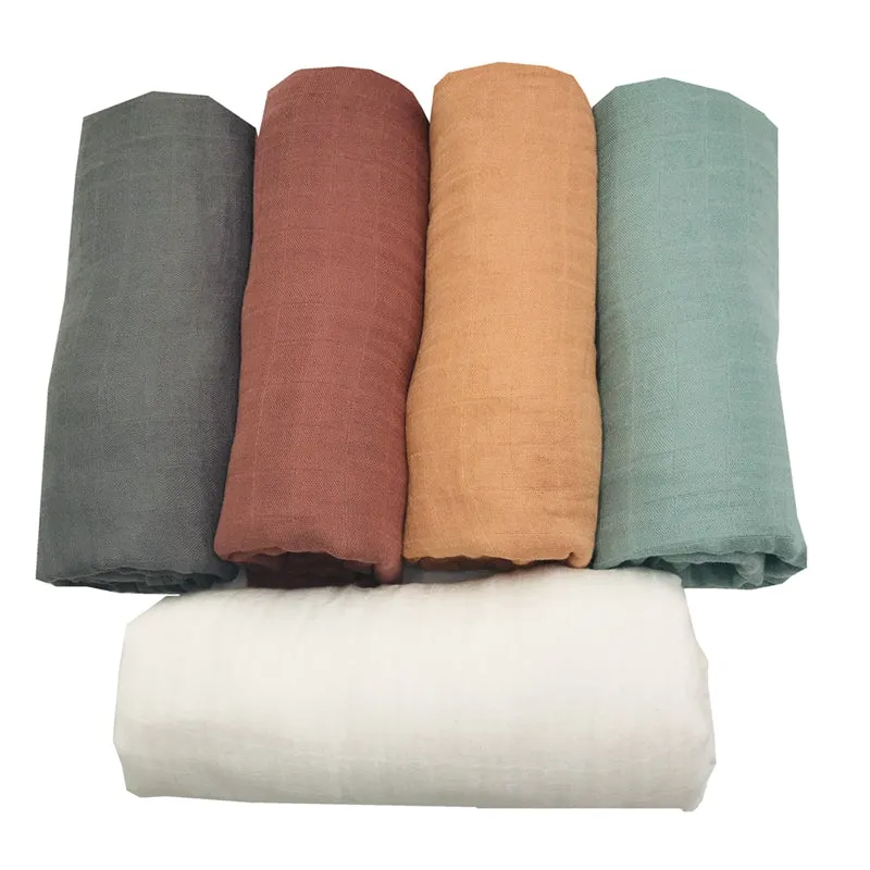 Bamboo Muslin Swaddle Blanket - Newborn Diaper - Accessories- Soft Swaddle Wrap- Baby Bedding- Bath Towel Solid Color.