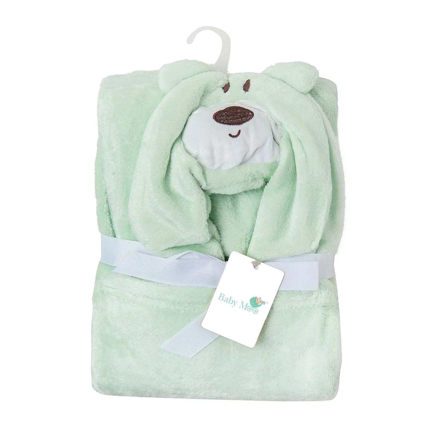 Bear Soft Cozy Hooded Blanket Mint Green