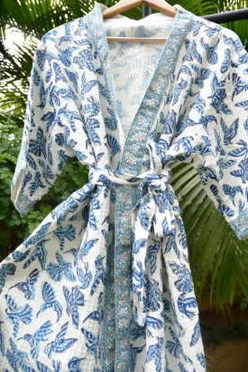 Blue Bird waffle cotton Bathrobe