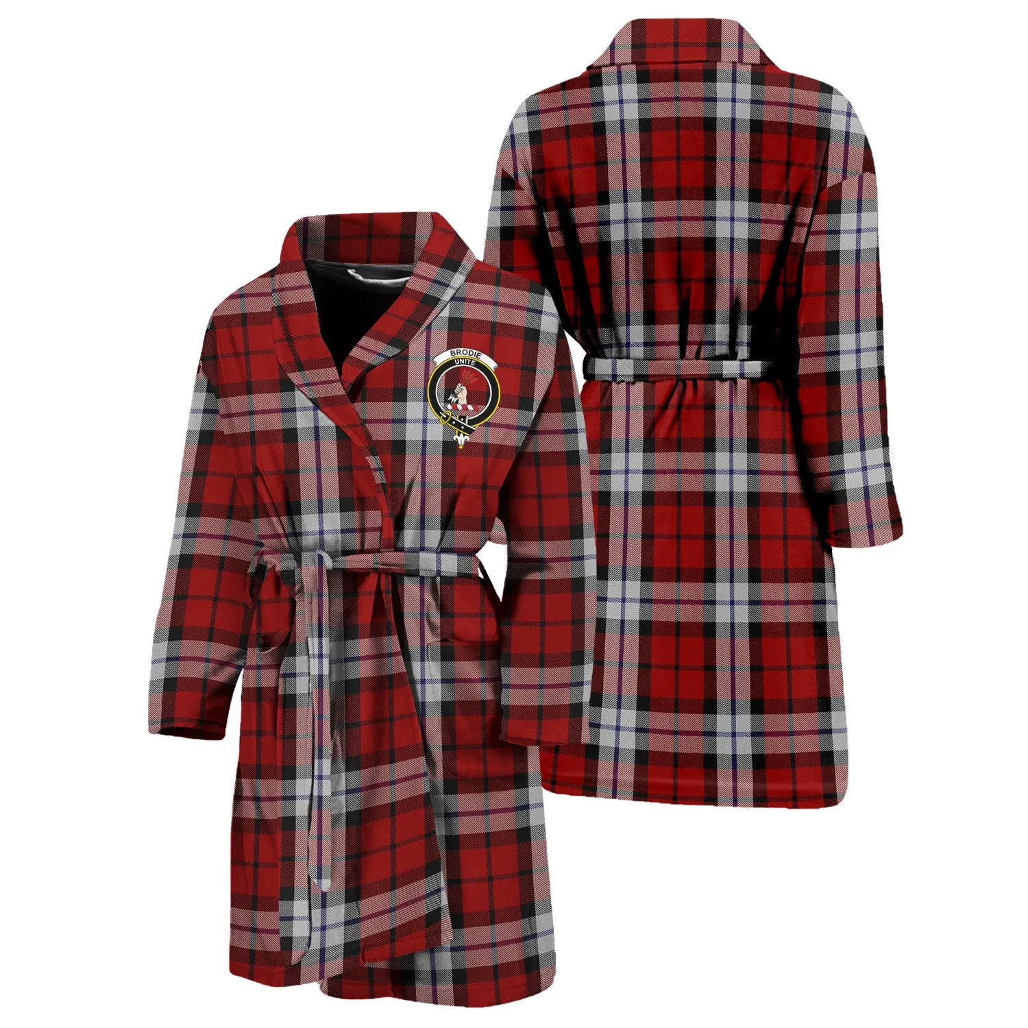 Brodie Dress Tartan Bathrobe with Family Crest