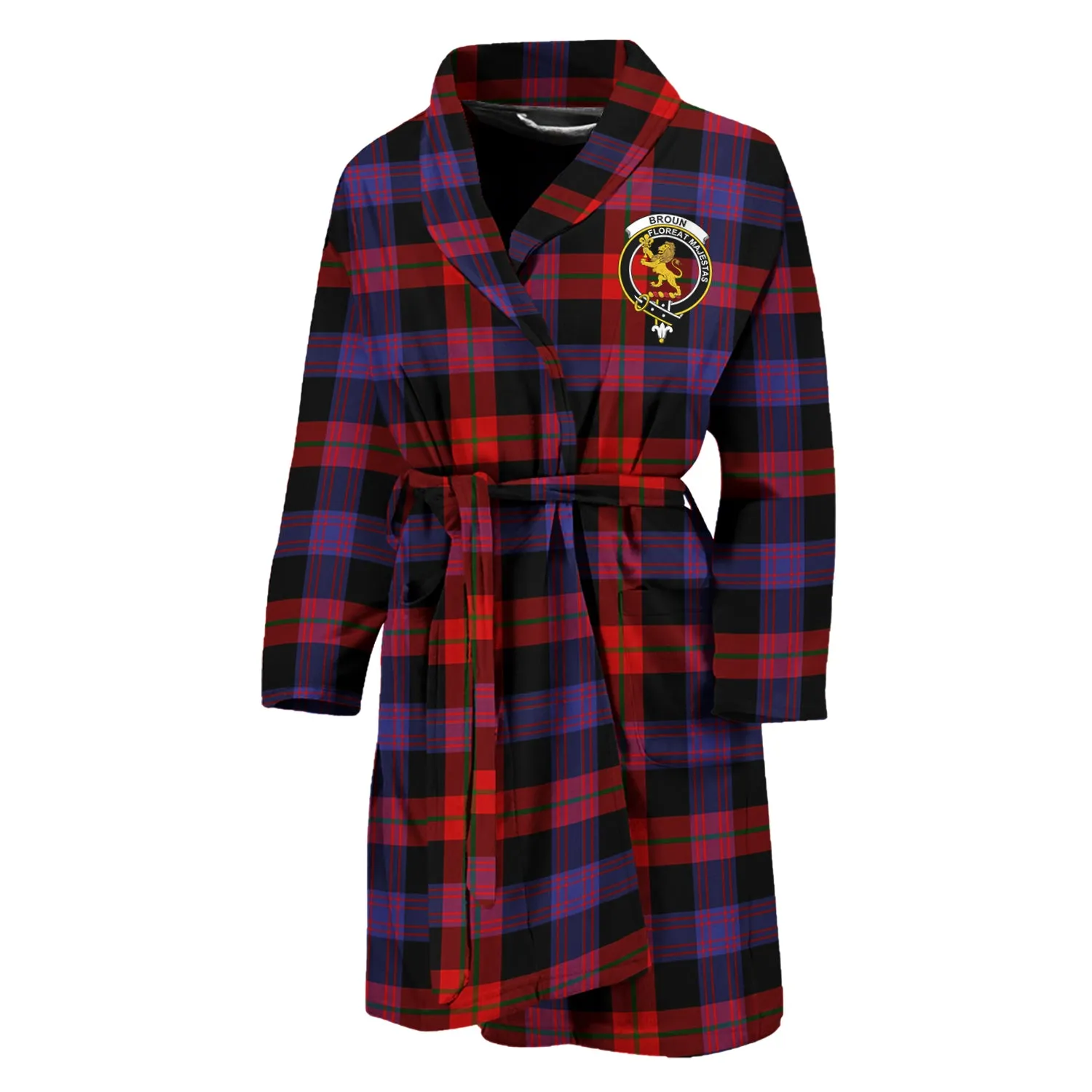 Broun Modern Tartan Bathrobe with Family Crest