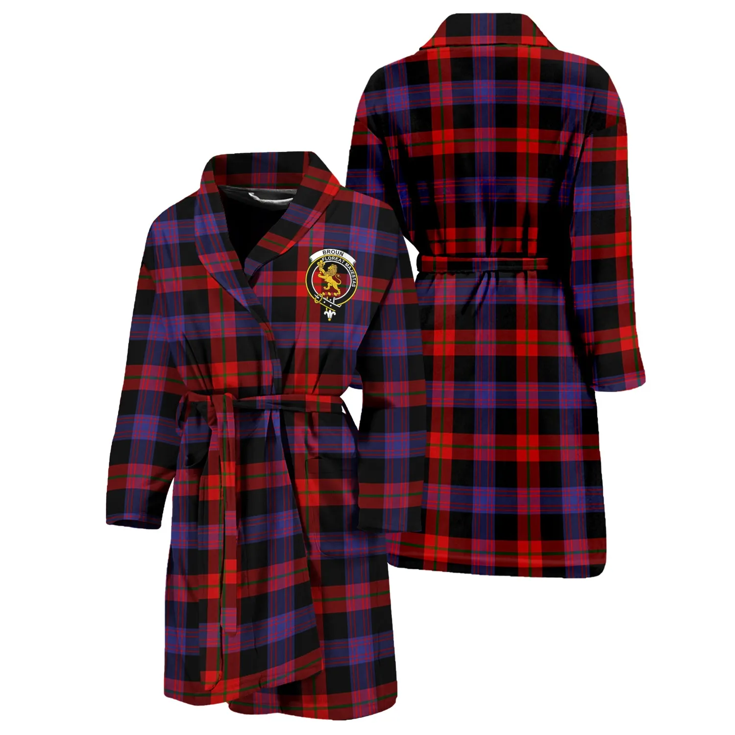 Broun Modern Tartan Bathrobe with Family Crest