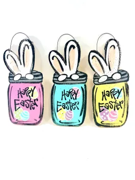 Bunny in Mason Jar Hanger-Asst Colors