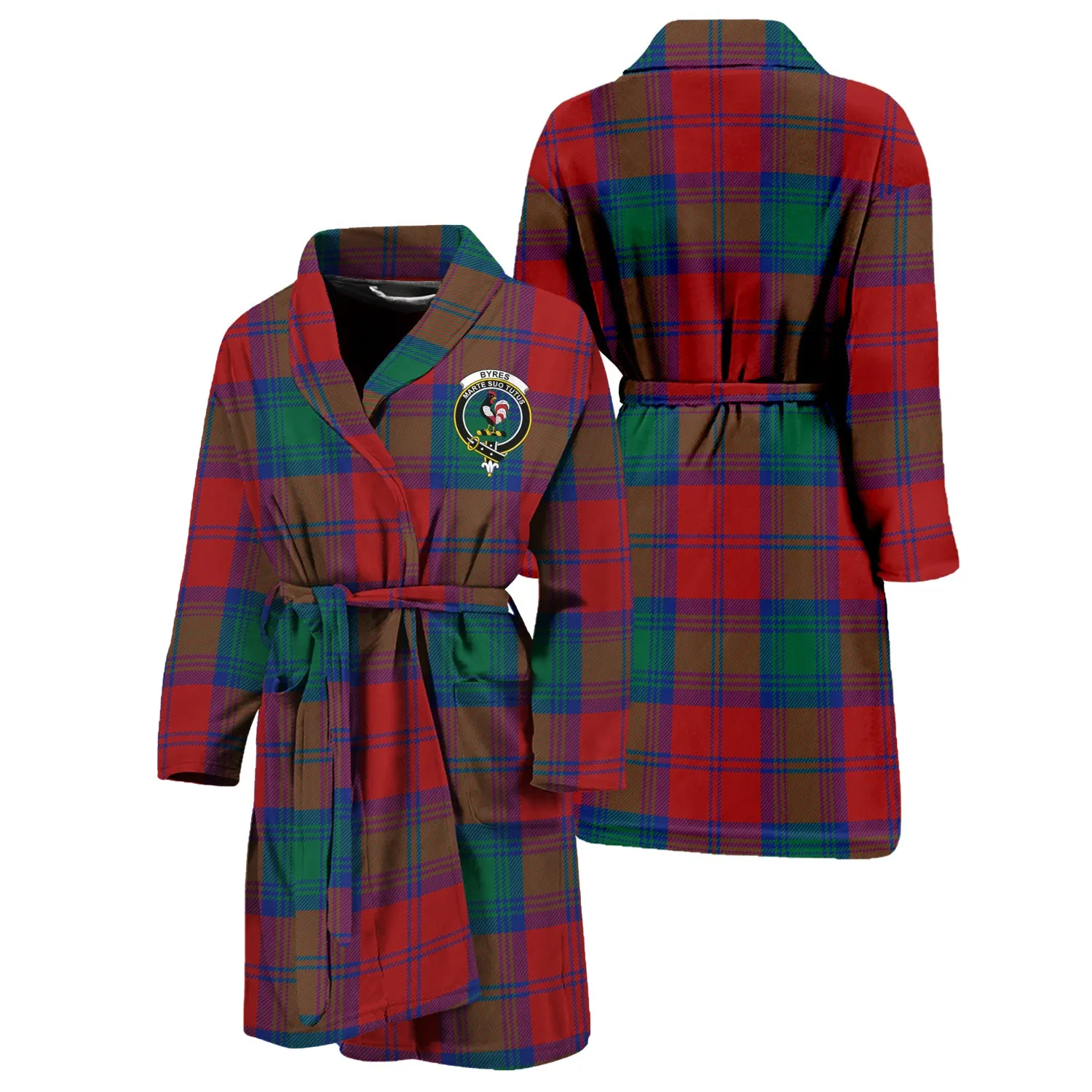 Byres (Byses) Tartan Bathrobe with Family Crest