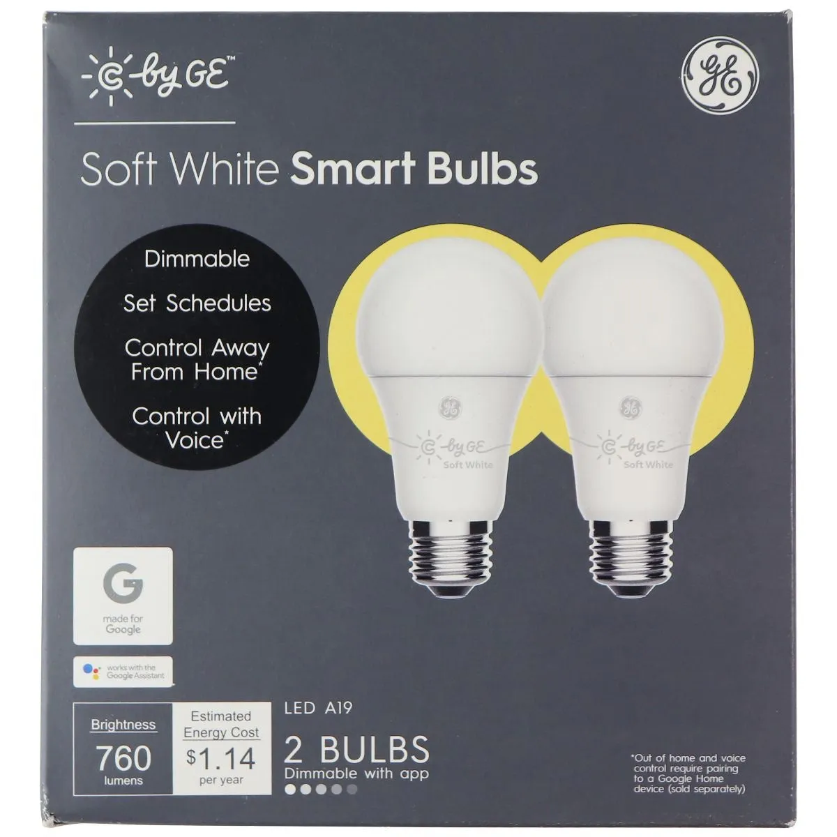 C by GE C-Sleep Series General Electric Smart Bulbs (2-Pack) - Warm White