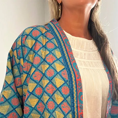 Caribbean Sea Goldenrod Silk Kimono