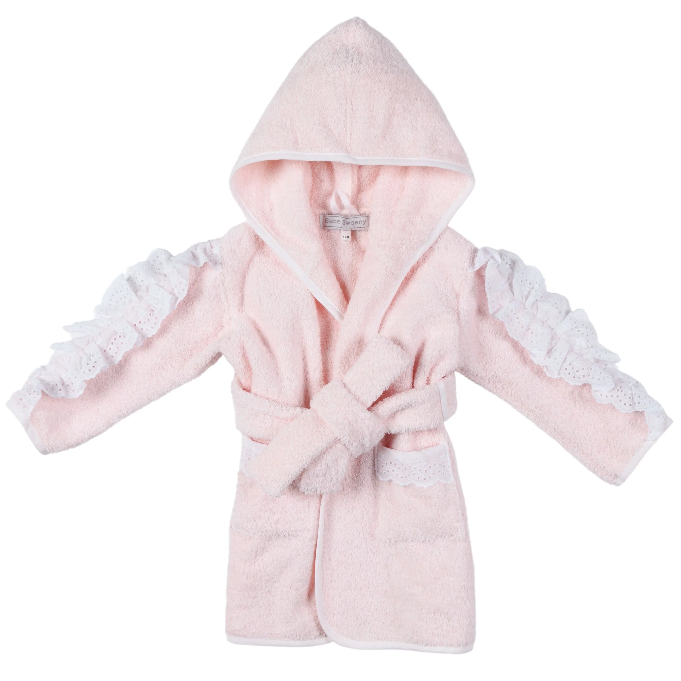 Chely | Personalised Light Pink Lace Ruffle Bathrobe