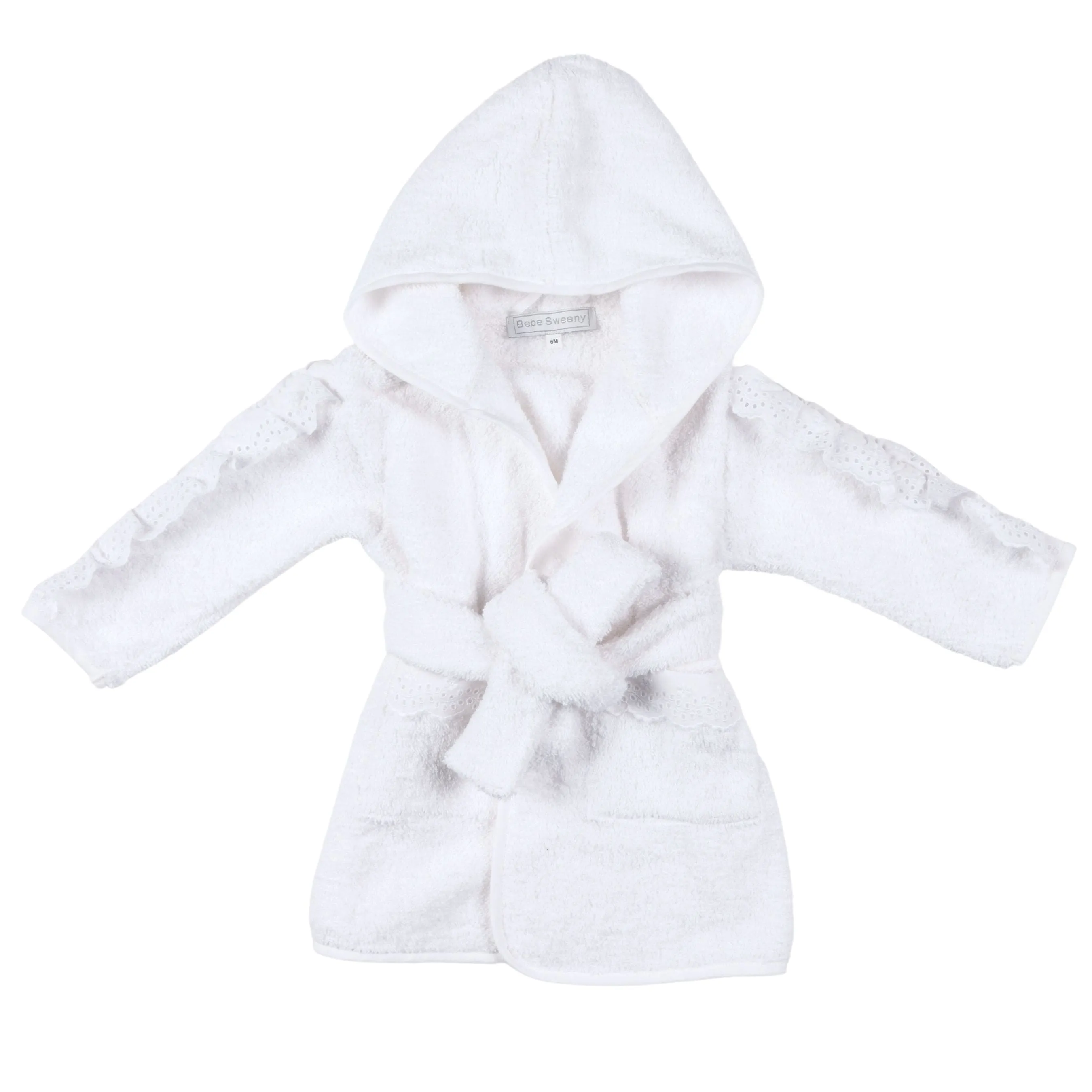 Chely | Personalised White Lace Ruffle Bathrobe