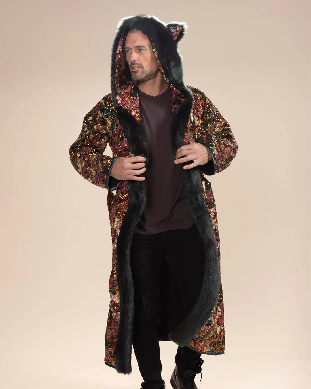 Classic Men's Long Sequin Coat | Oasis Emerald Green