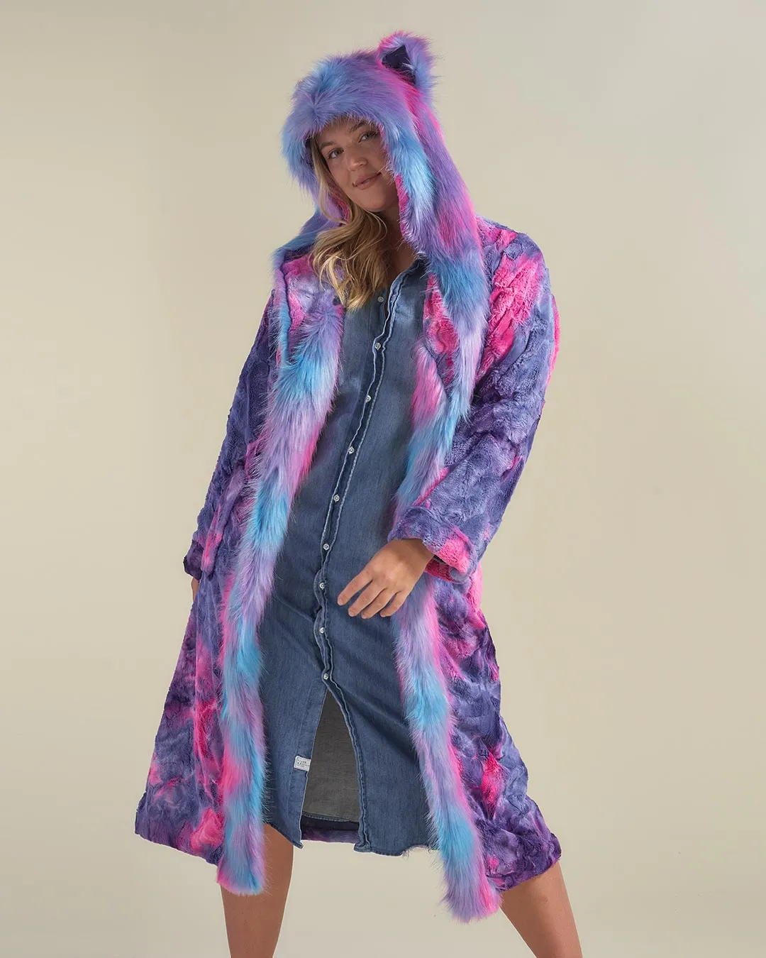 Classic Women's Long Faux Fur Coat | Cotton Candy Kitty