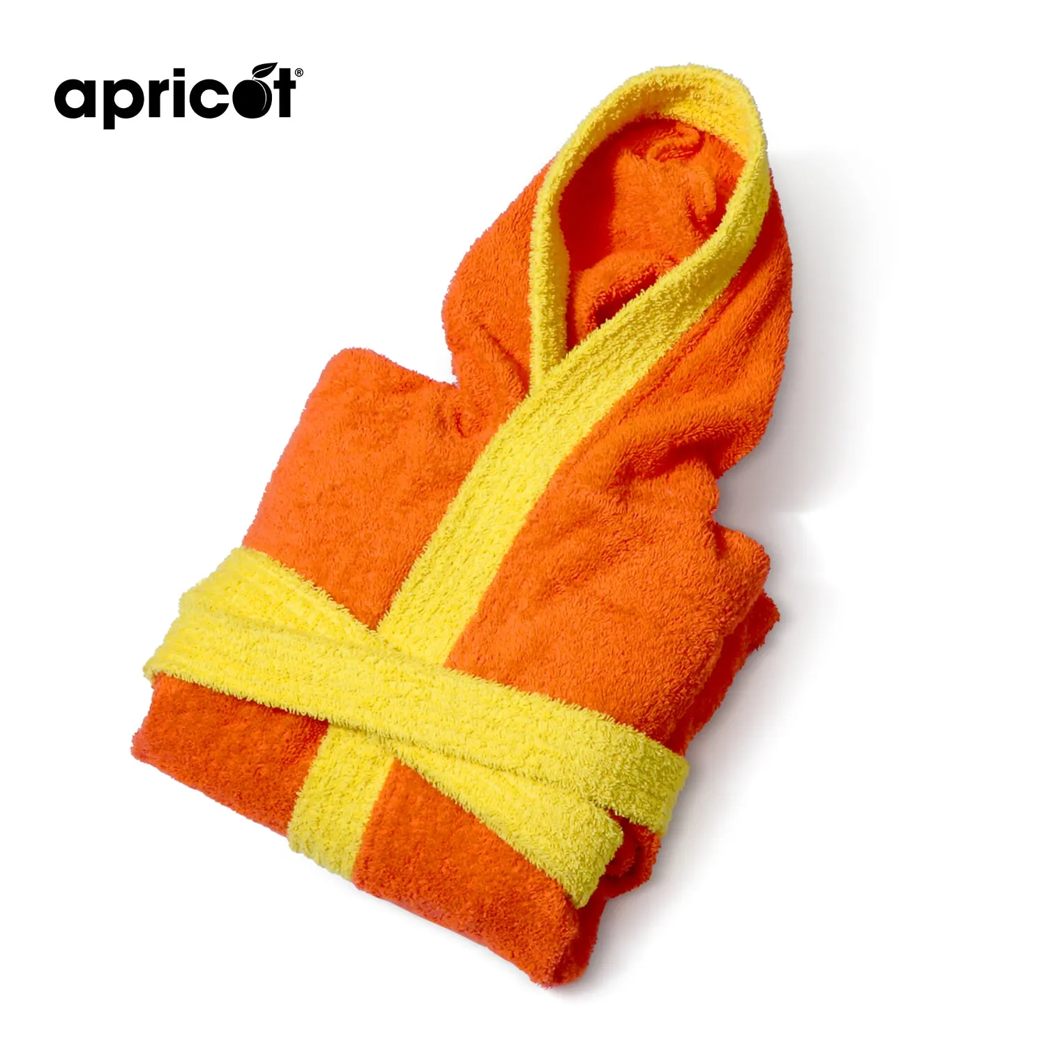 Cotton Kid's Bathrobe-Orange Over Yellow