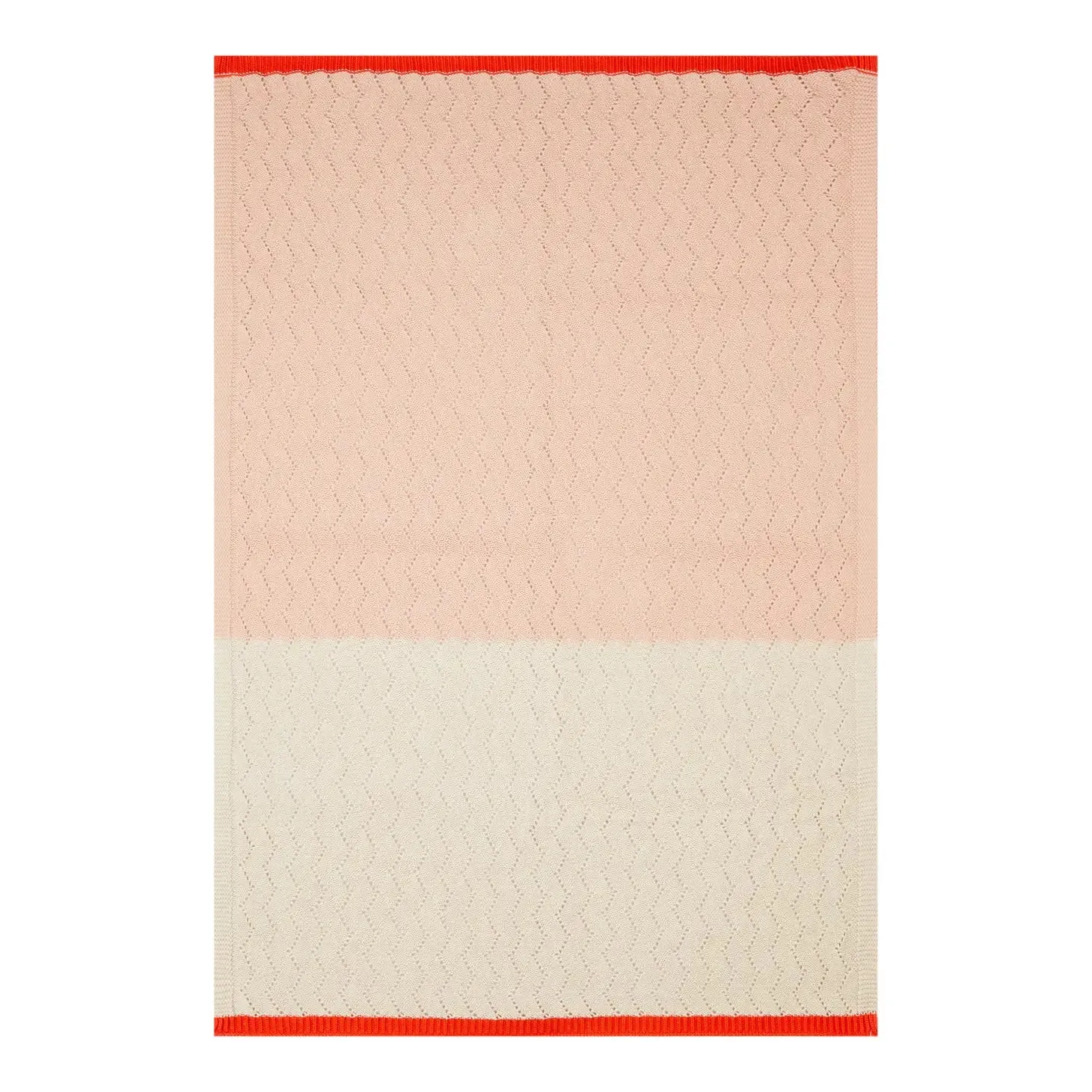 Cotton Knit Baby Blanket ''Pink and Cream''