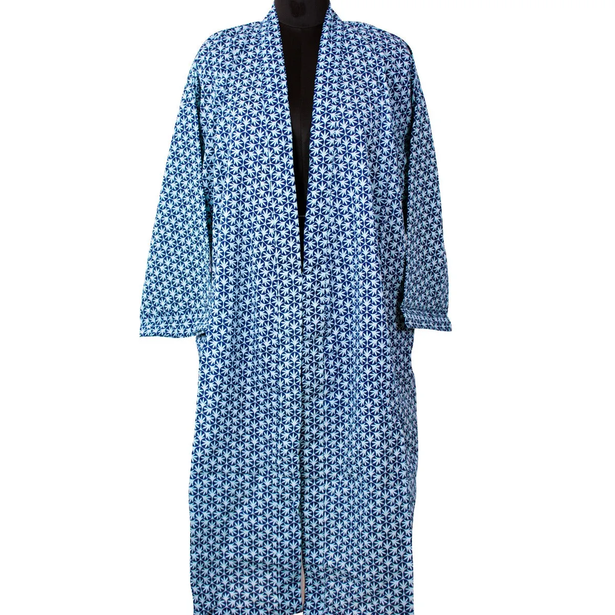 CraftJaipur Block Print Free Size Blue BathRobe For Men & Women  (1 Bath Robe, For: Unisex, Worldwide Shipping )