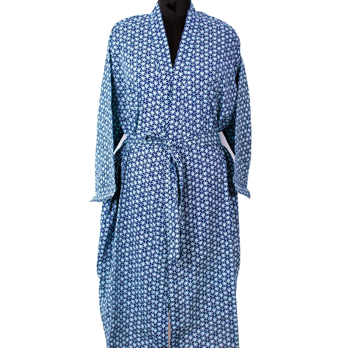 CraftJaipur Block Print Free Size Blue BathRobe For Men & Women  (1 Bath Robe, For: Unisex, Worldwide Shipping )