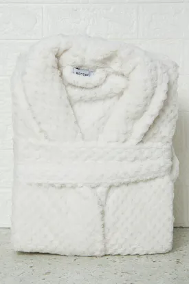 Cream Waffle Fleece Bathrobe