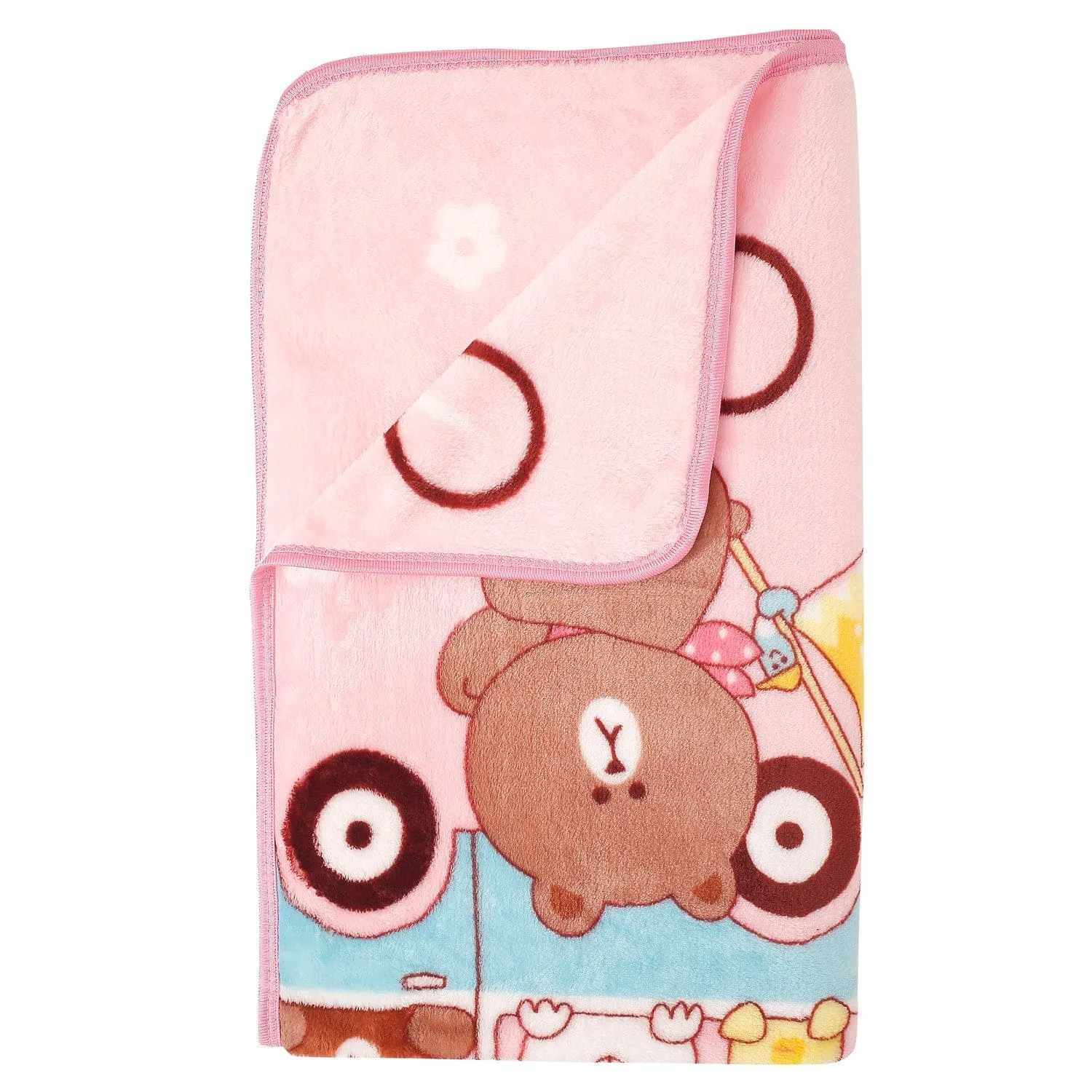 Cycling Bear Pink Blanket