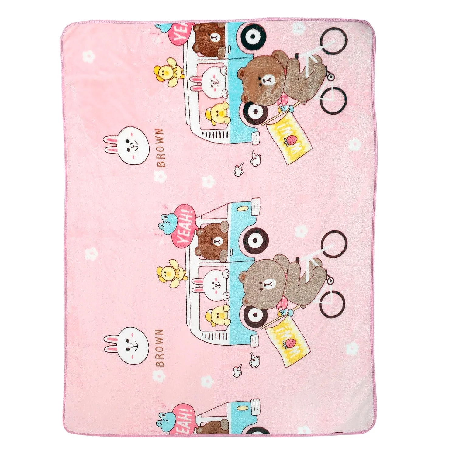 Cycling Bear Pink Blanket