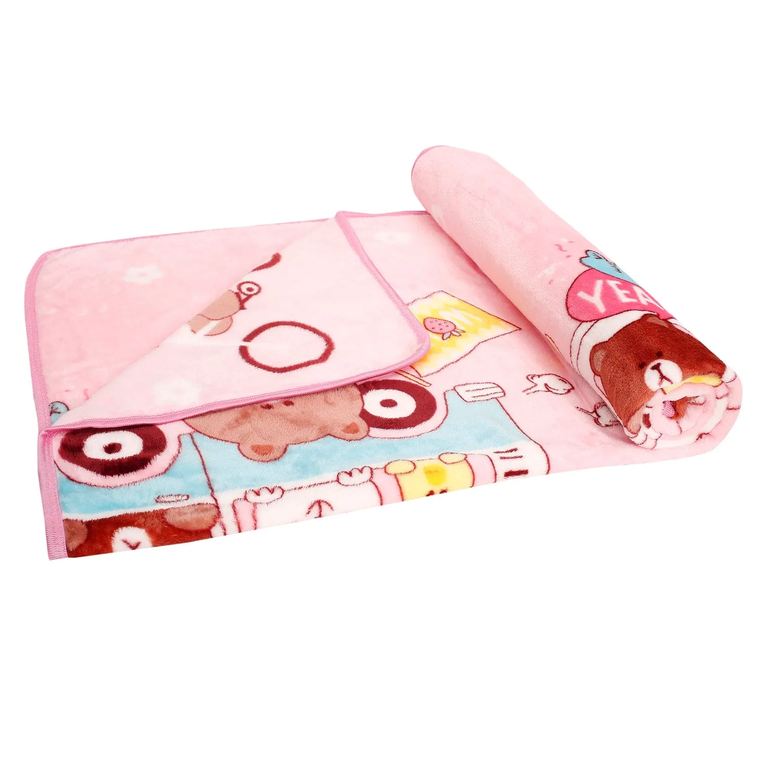 Cycling Bear Pink Blanket