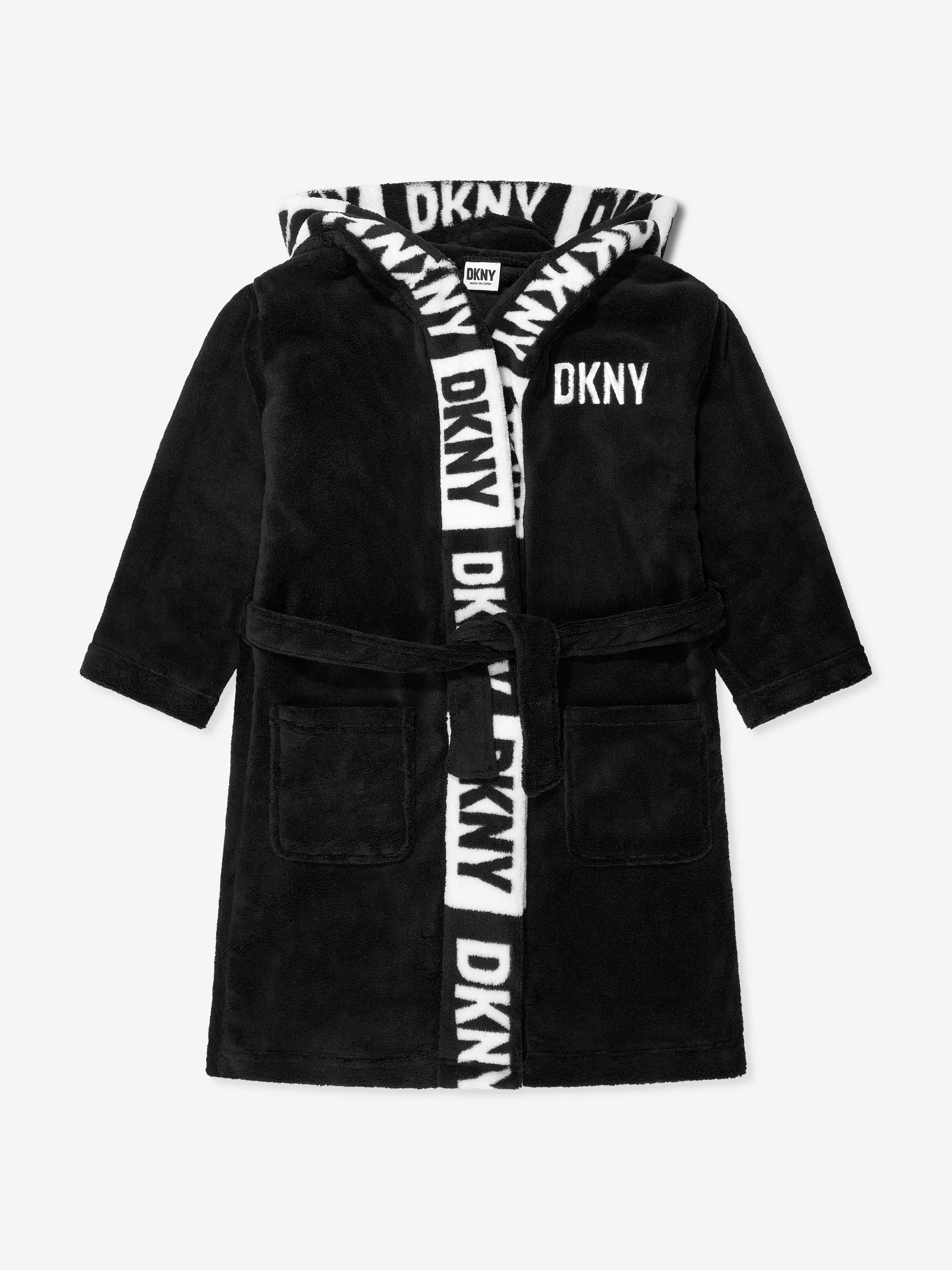 DKNY Boys Logo Bathrobe in Black