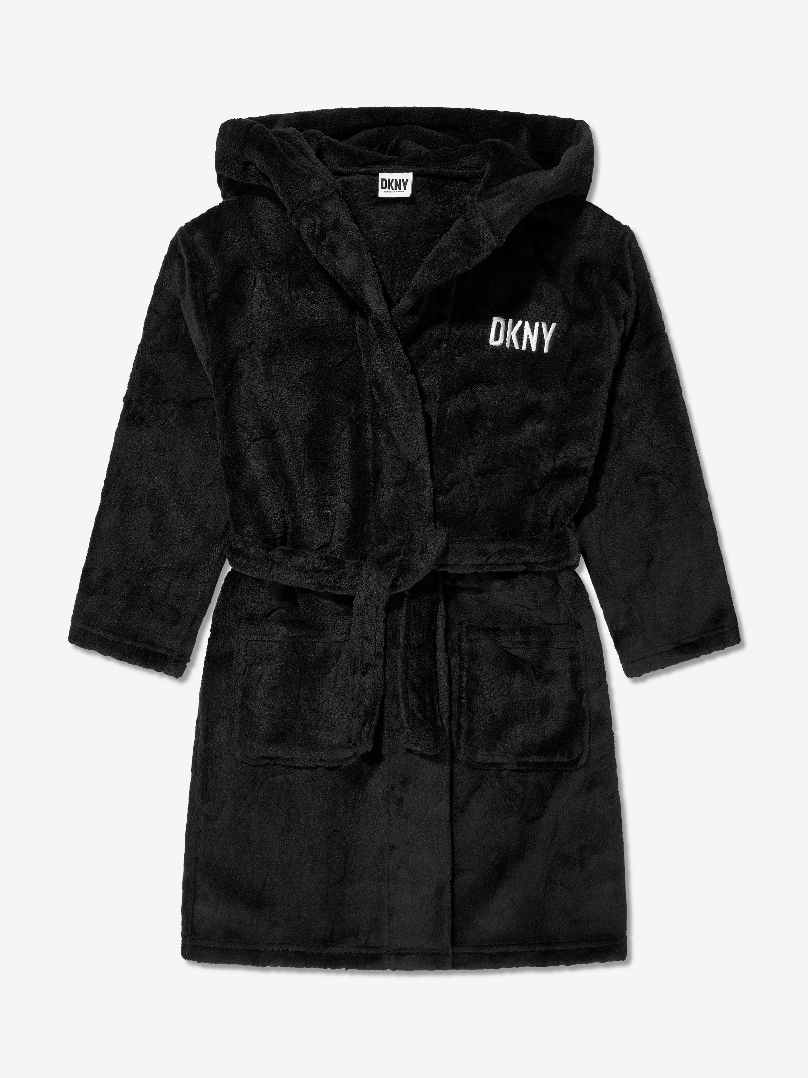 DKNY Girls Logo Bathrobe in Black