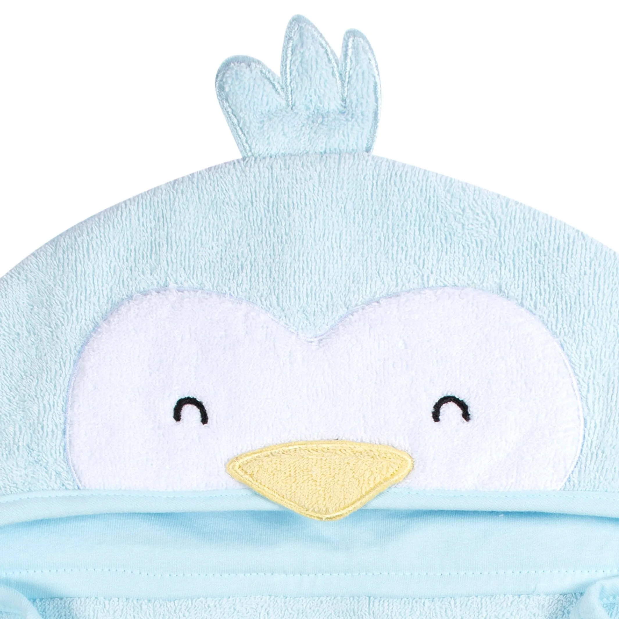 Embroidered 4-Piece Baby Neutral Blue Penguin Towel & Washcloths Set