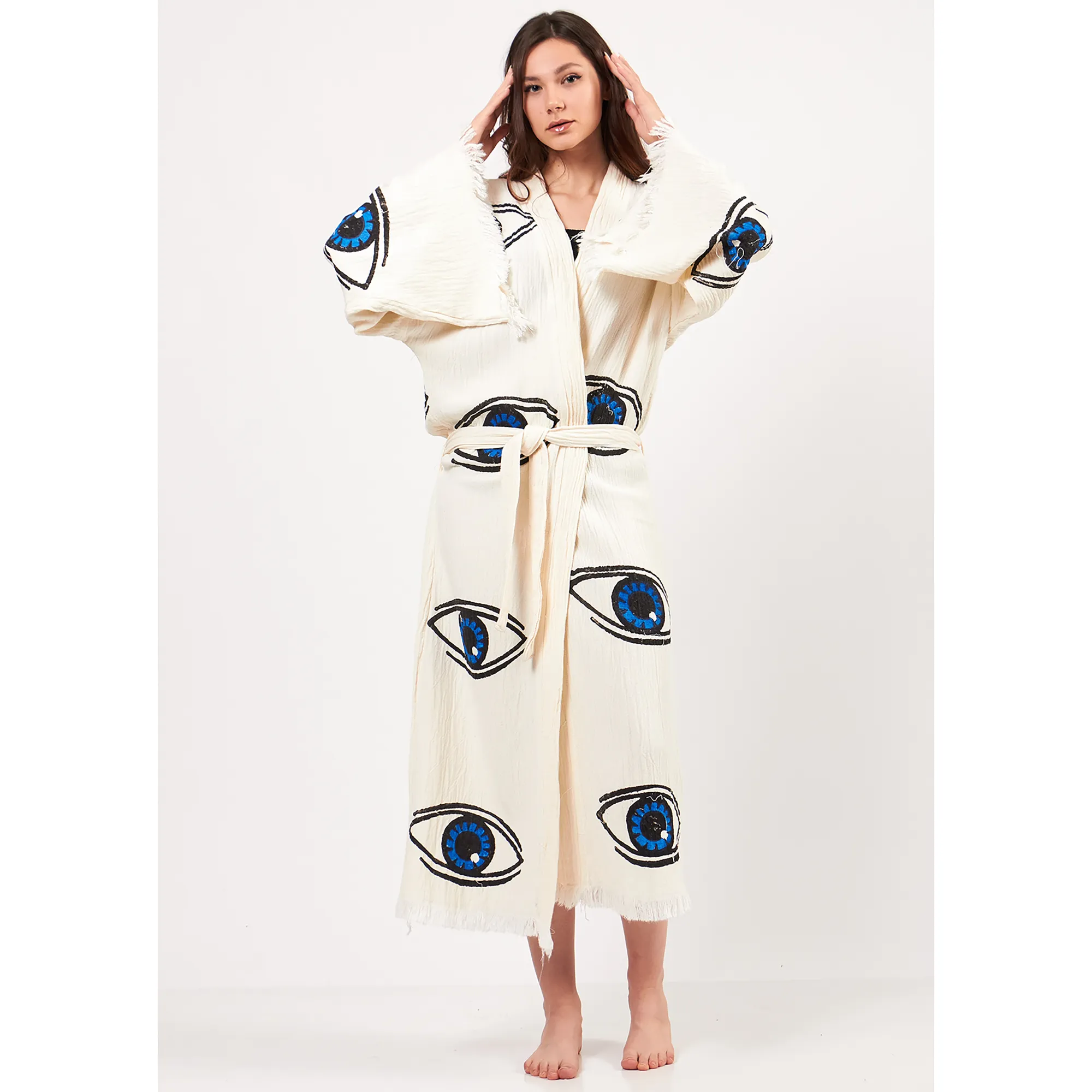 Evil Eye Turkish Towel Kimono Kaftan Bathrobe