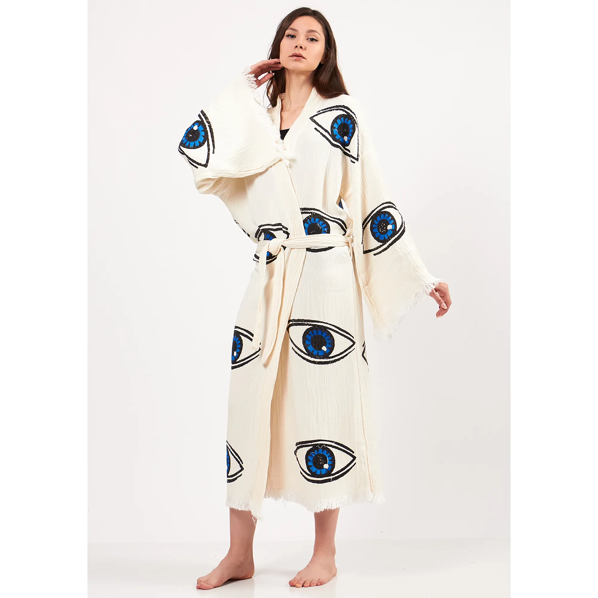 Evil Eye Turkish Towel Kimono Kaftan Bathrobe