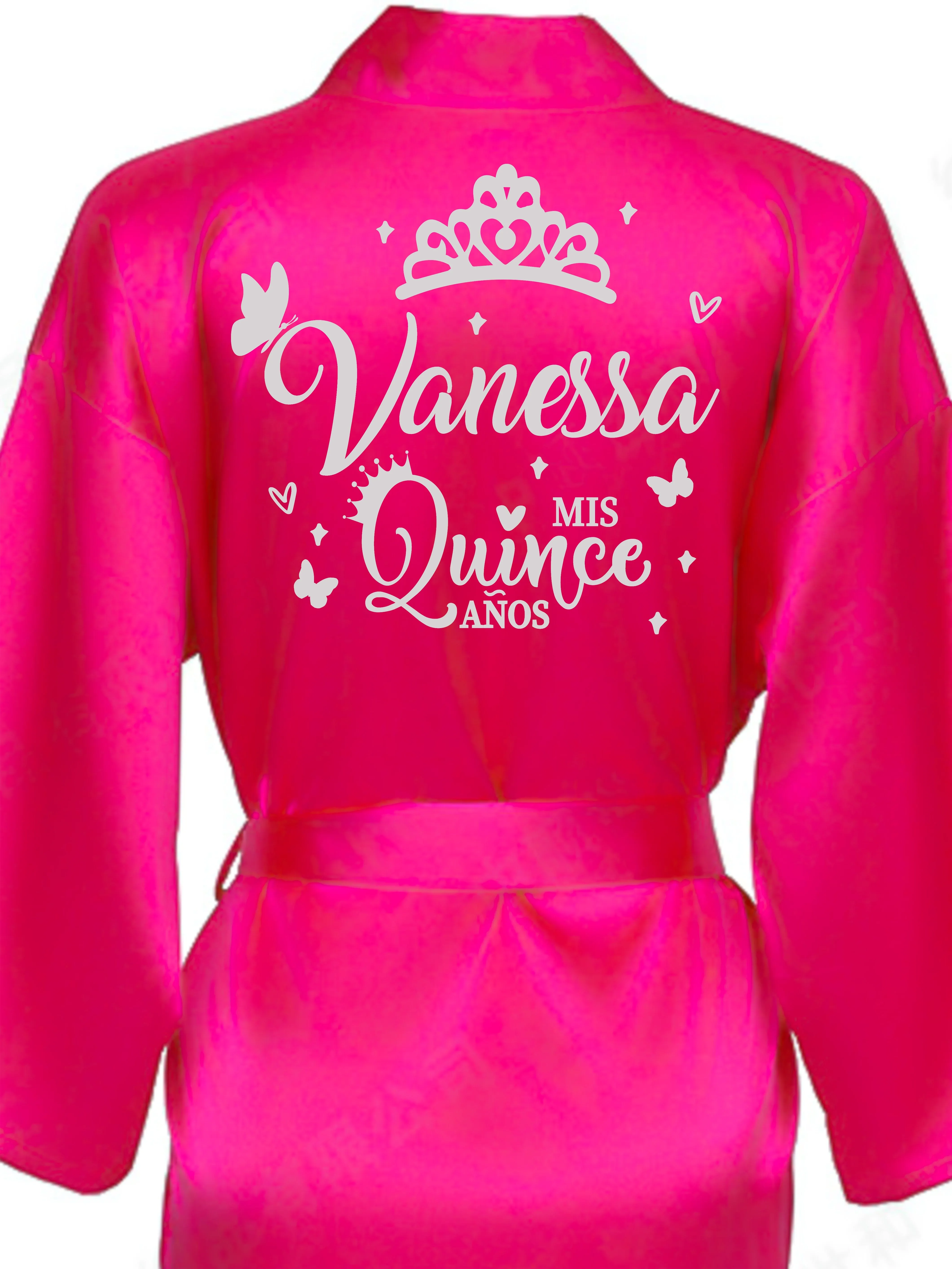 Fuchsia with Silver robe for quinceanera