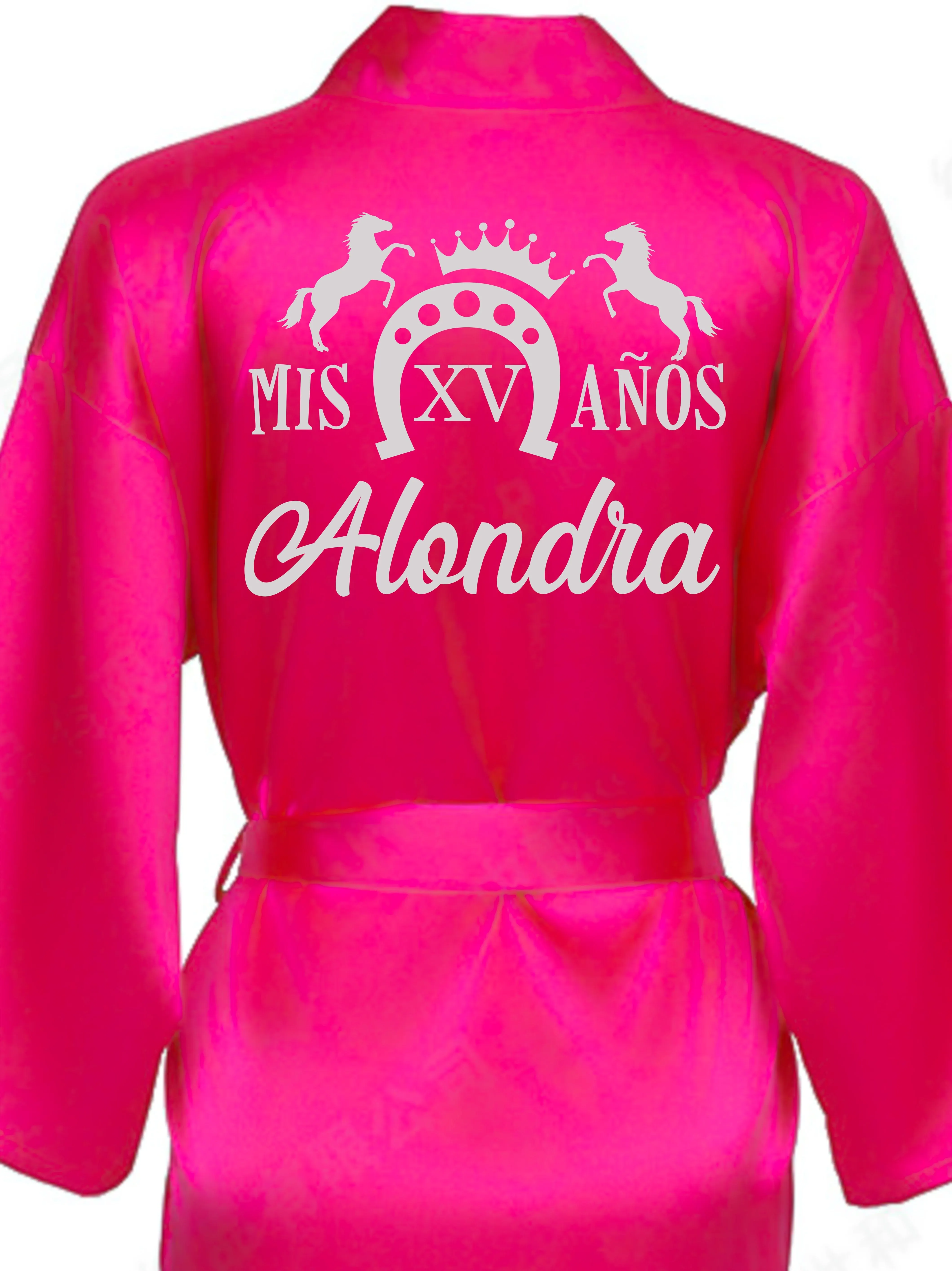 Fuchsia with Silver robe for quinceanera