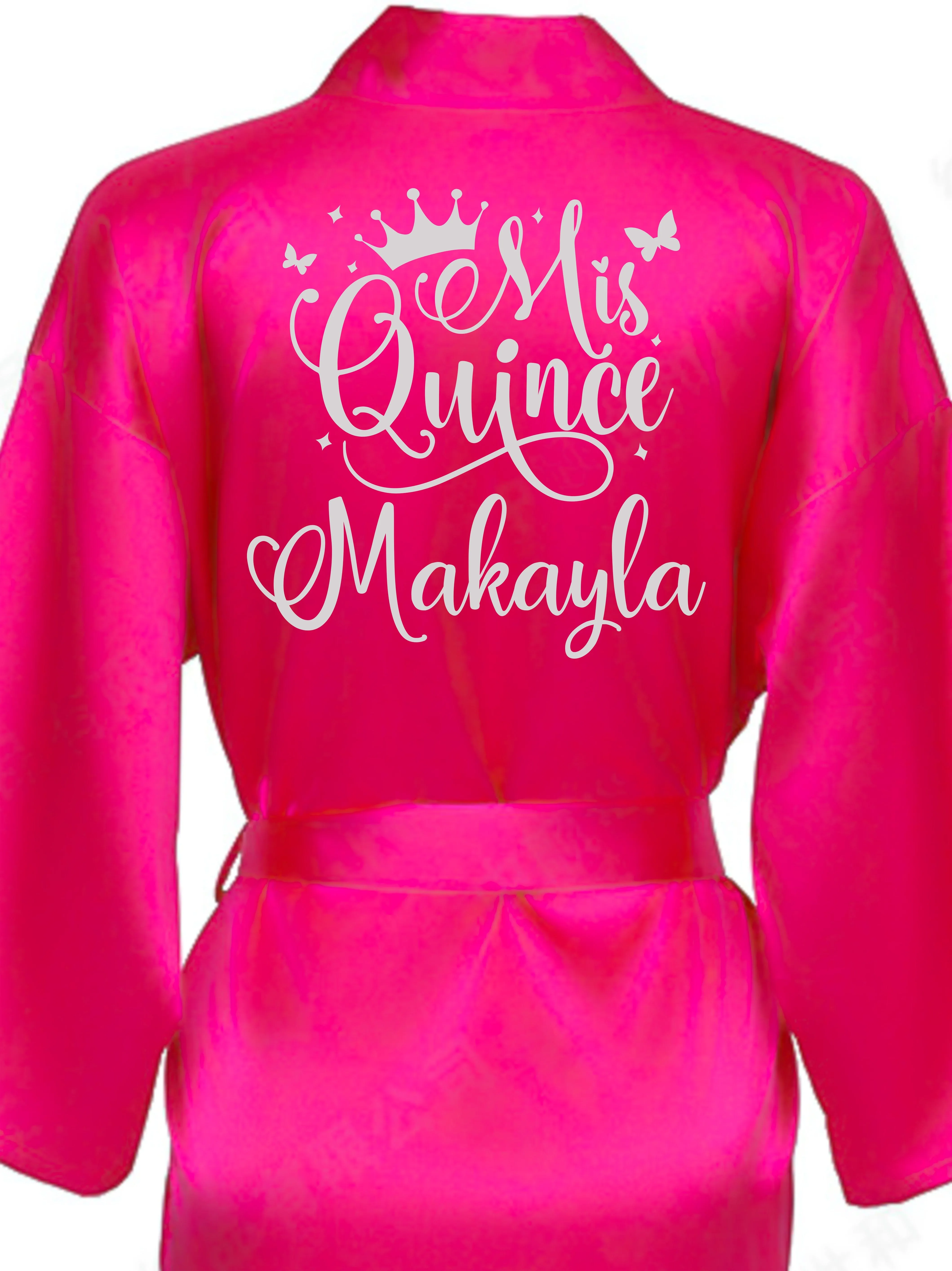 Fuchsia with Silver robe for quinceanera