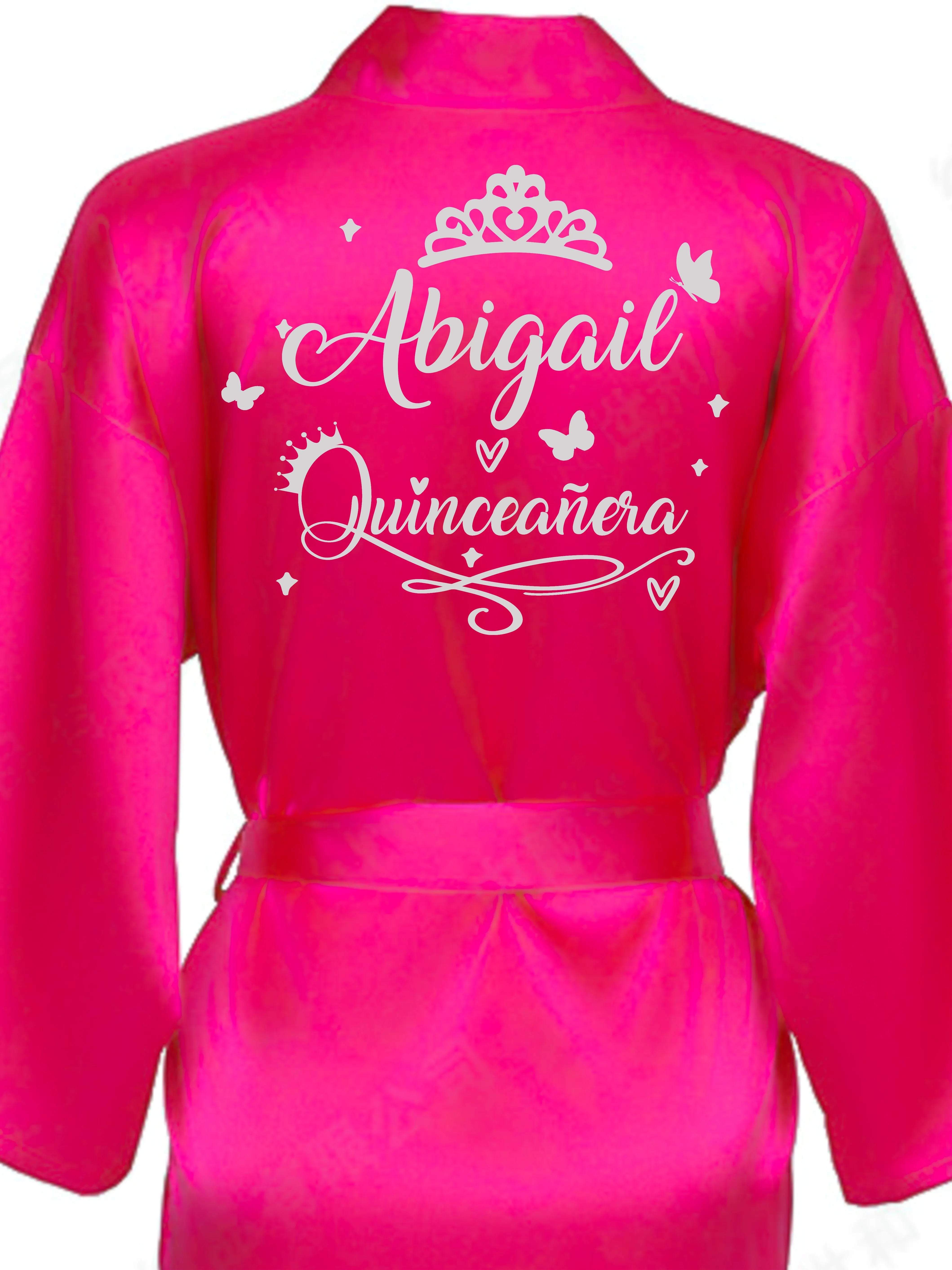 Fuchsia with Silver robe for quinceanera