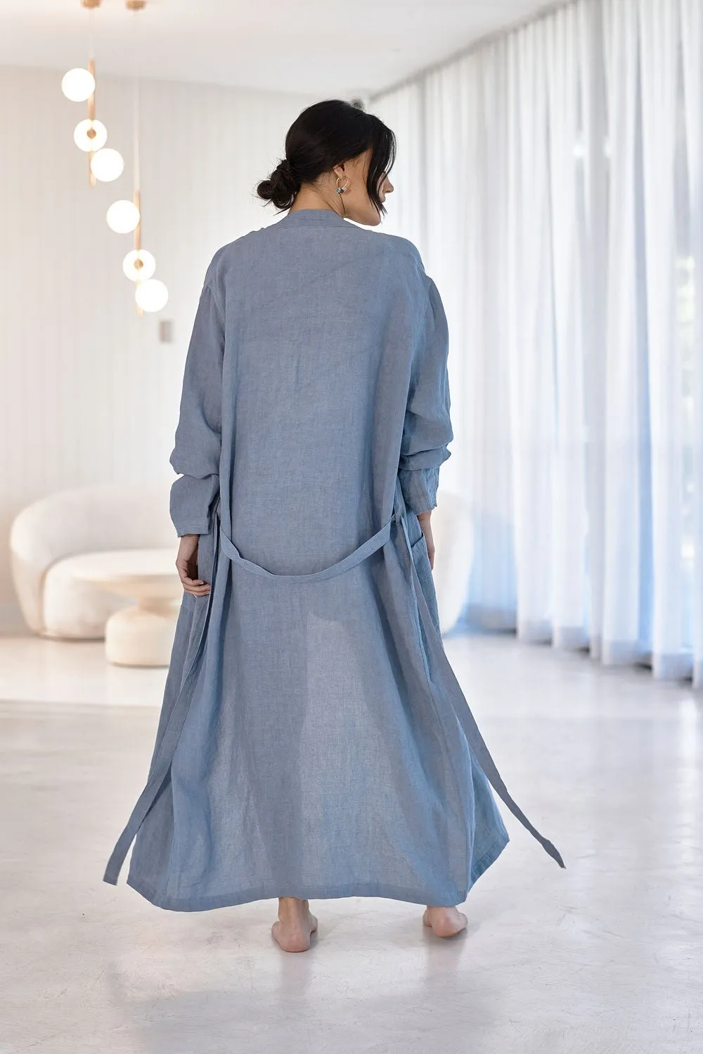 Fundamental Linen Robe - Blue