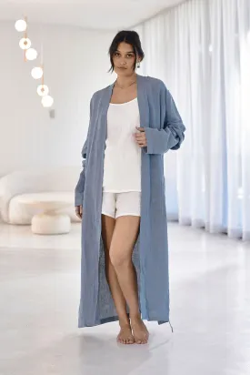 Fundamental Linen Robe - Blue