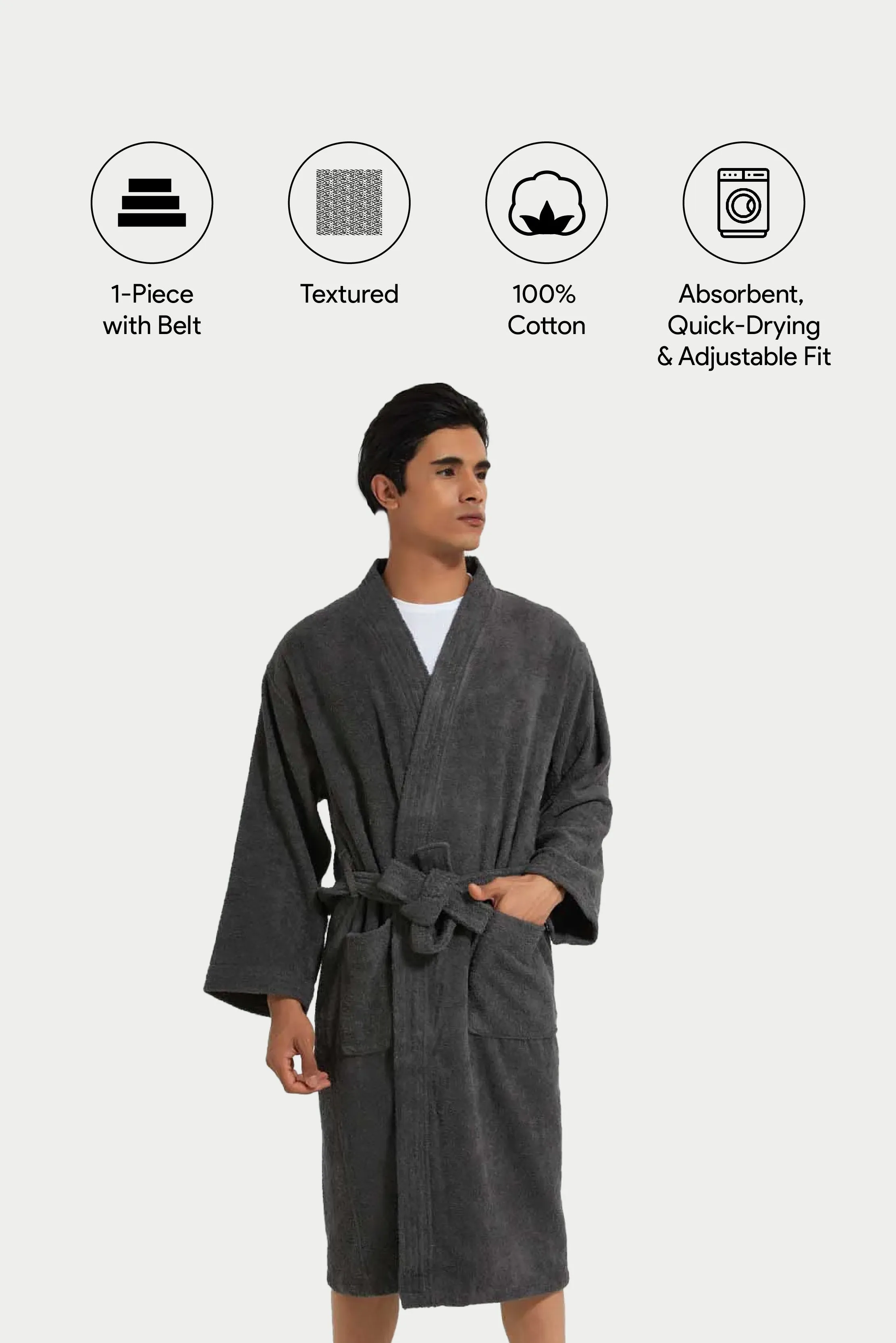 Grey Kimono Bathrobe