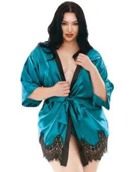 Holiday-valentines Baby Its Cold Outside Satin Robe W-panty Blue-black 1x-2x