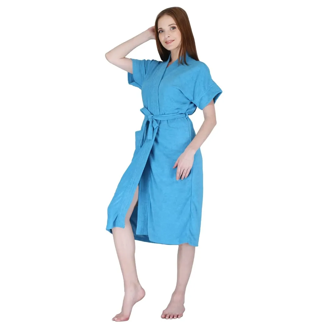 Homestic Women Bathrobe, Micro Terry, Navy Blue, Free Size, Set of 1