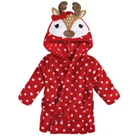 Hudson Baby Plush Animal Face Bathrobe, Holiday Reindeer