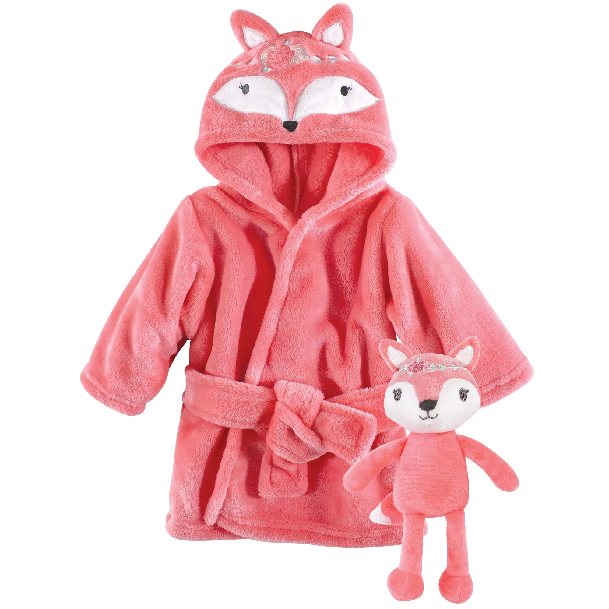 Hudson Baby Plush Bathrobe and Toy Set, Boho Fox