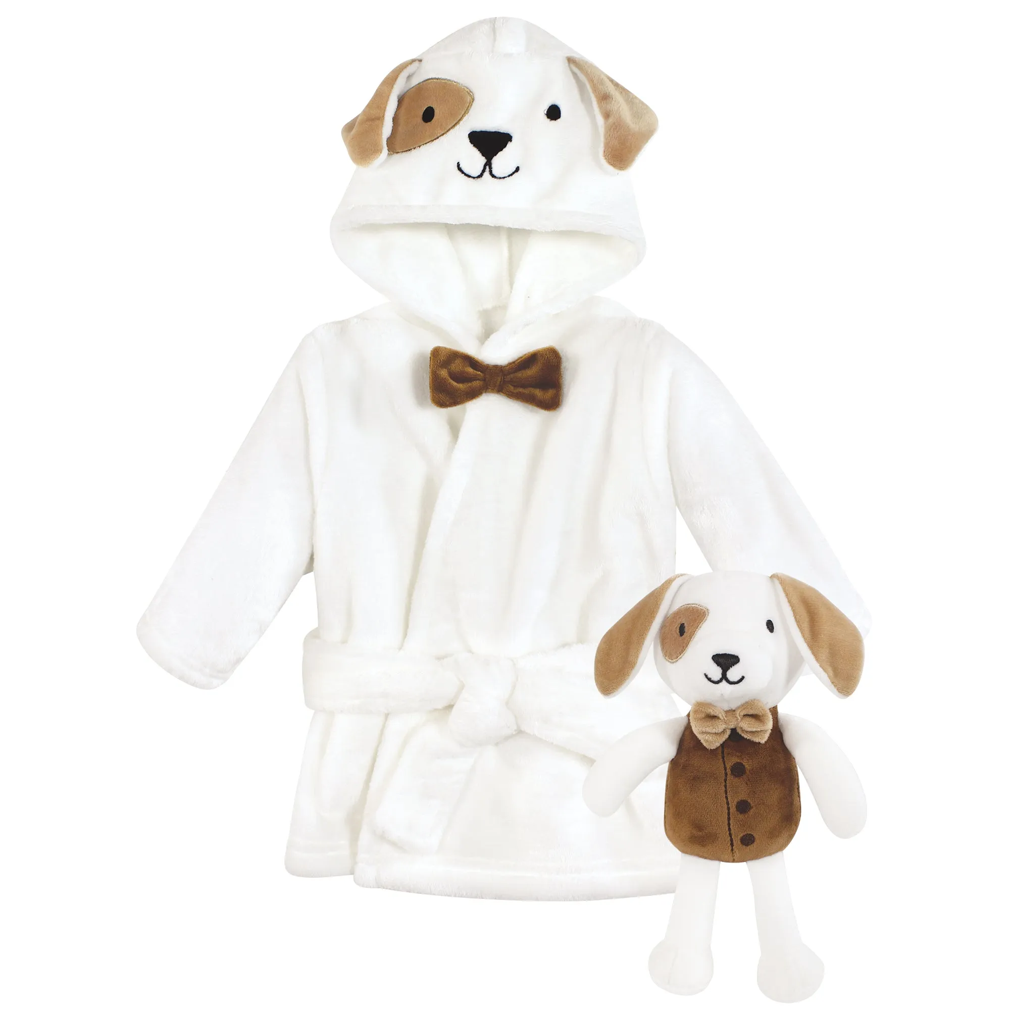 Hudson Baby Plush Bathrobe and Toy Set, Dog