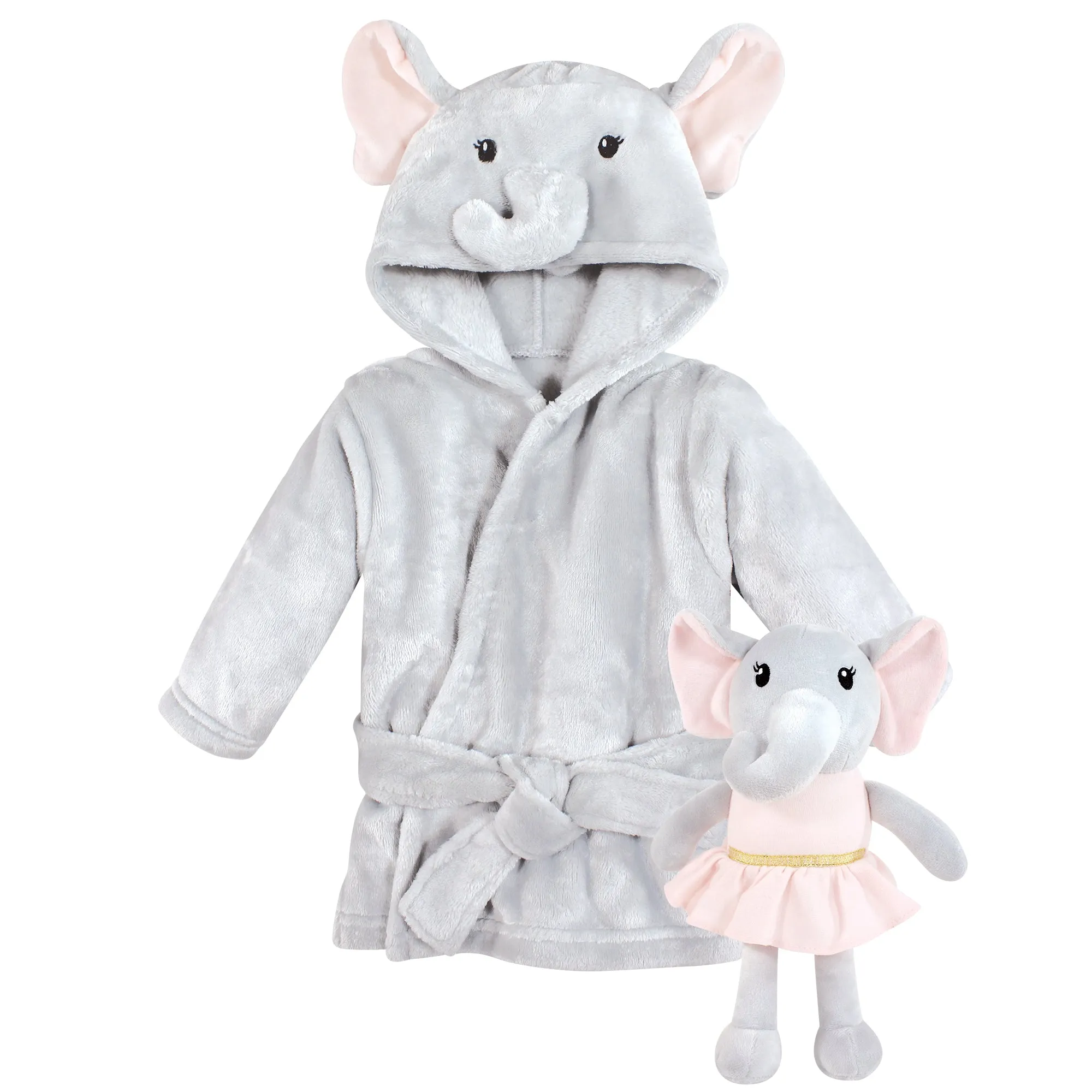 Hudson Baby Plush Bathrobe and Toy Set, Dreamy Elephant Girl